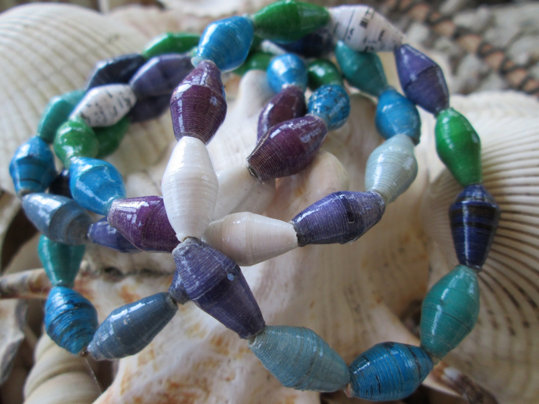Bracelet trio, Outreach Uganda Island paper bead bracelets, 171, detail 3