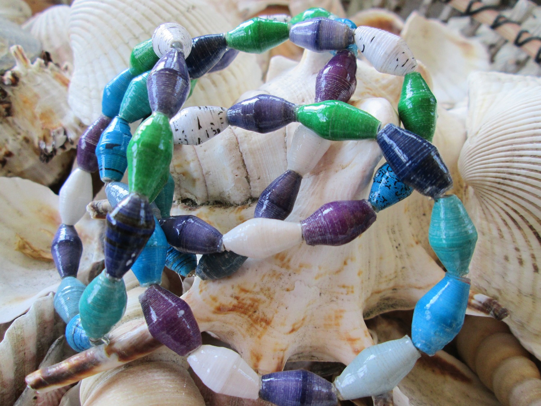 Bracelet trio, Outreach Uganda Island paper bead bracelets, 171, detail 4