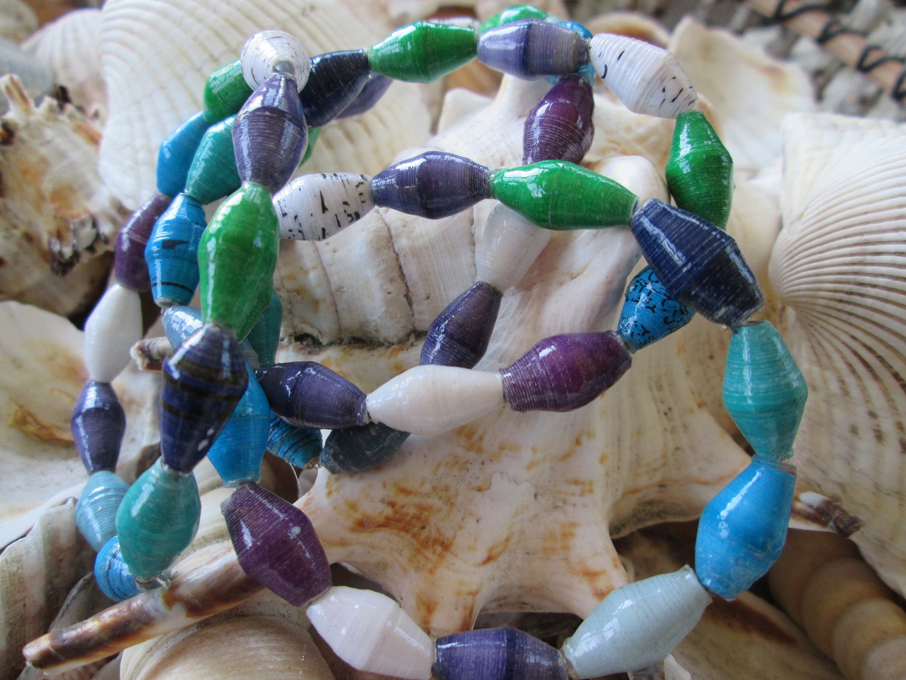 Bracelet trio, Outreach Uganda Island paper bead bracelets, 171, detail 5