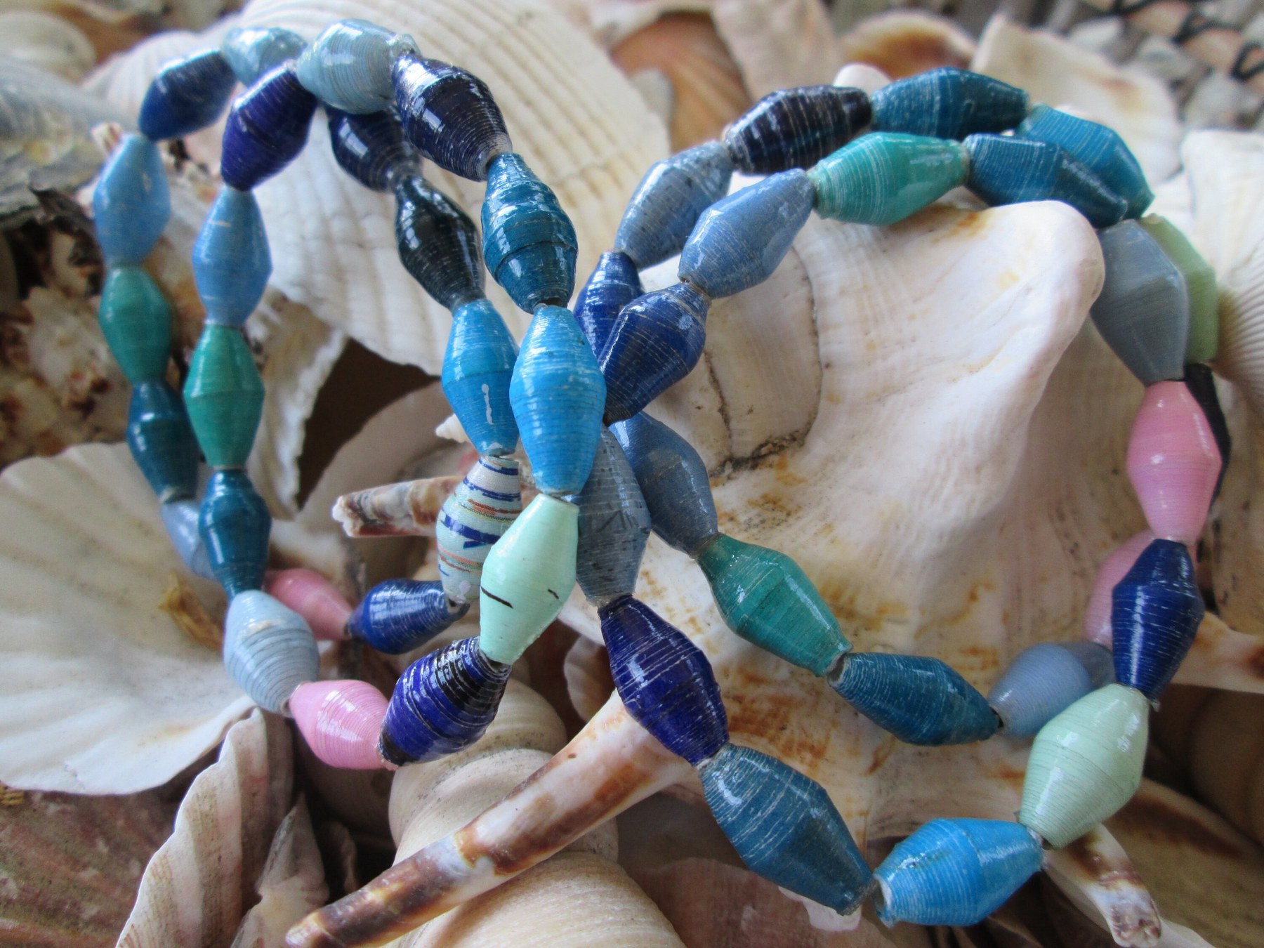 Bracelet trio, Outreach Uganda Oceanic paper beaded bracelets, 163, detail 4