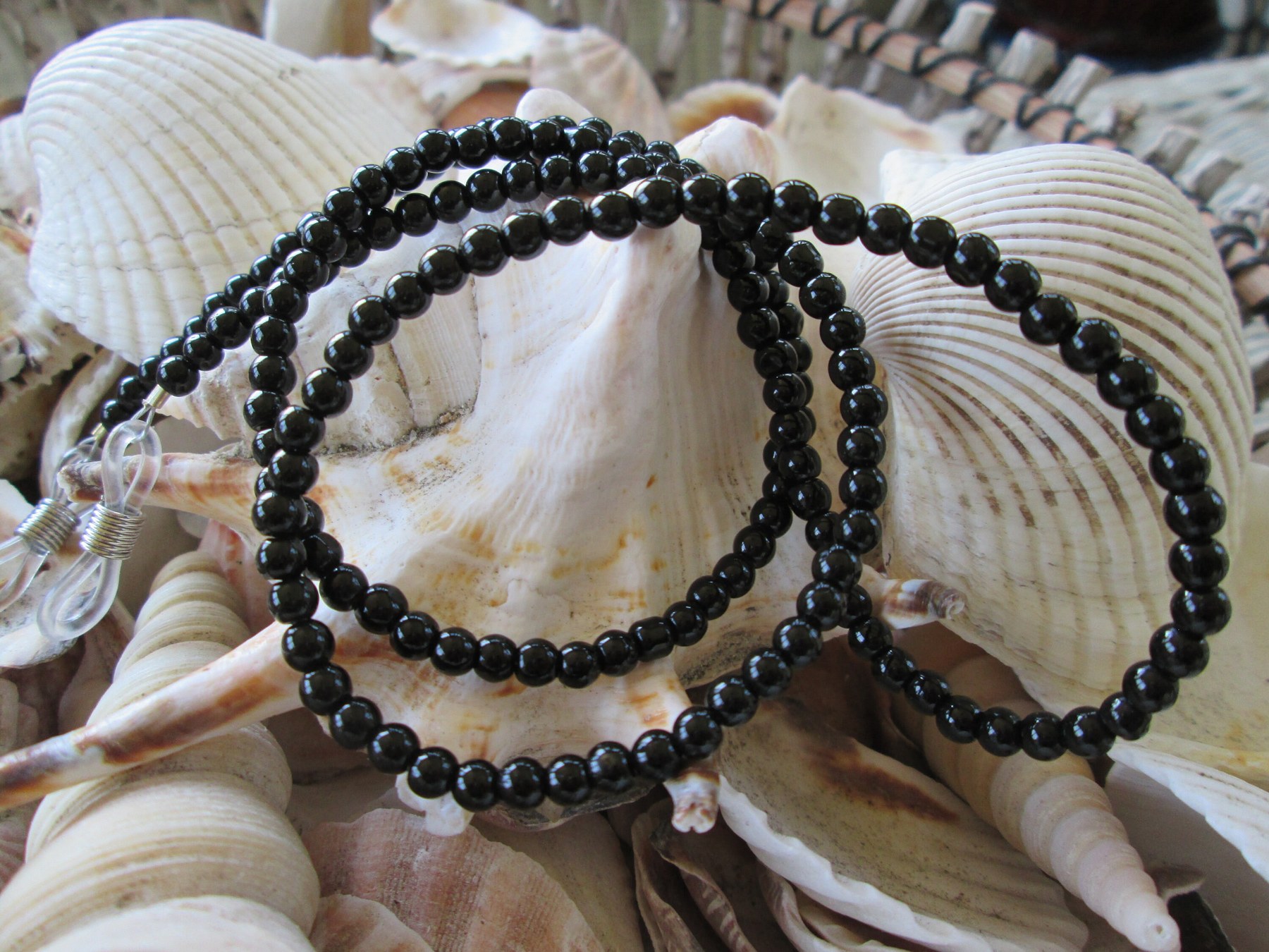 Handmade Black Jasper Eyeglass Chain: Beaded Glasses Holder, 1067, detail 2