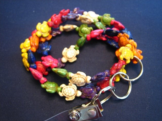 Sea Turtle Beaded Lanyard: Colorful ID Badge Holder, ?