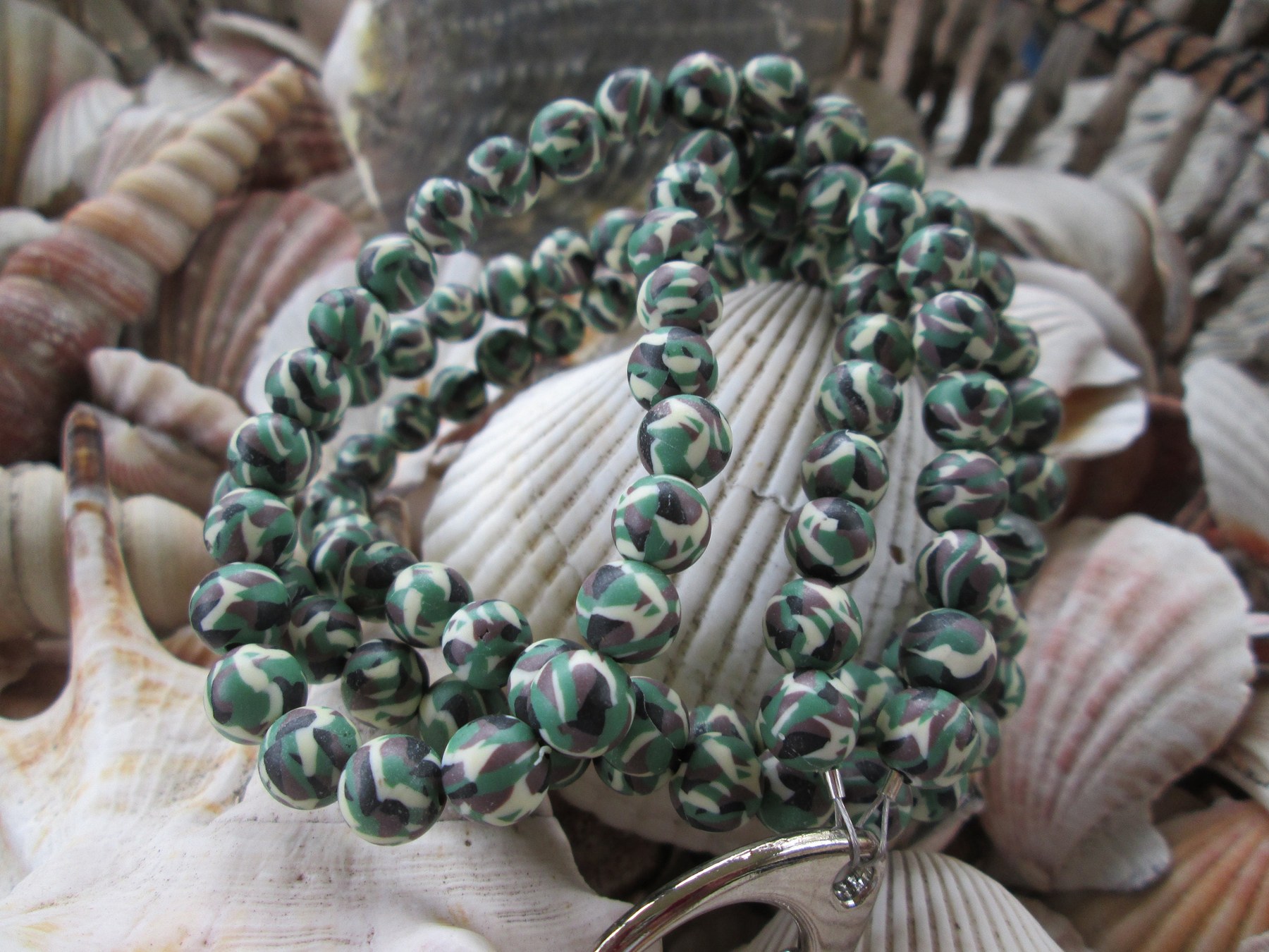 Lanyard, camo polymer clay, 702