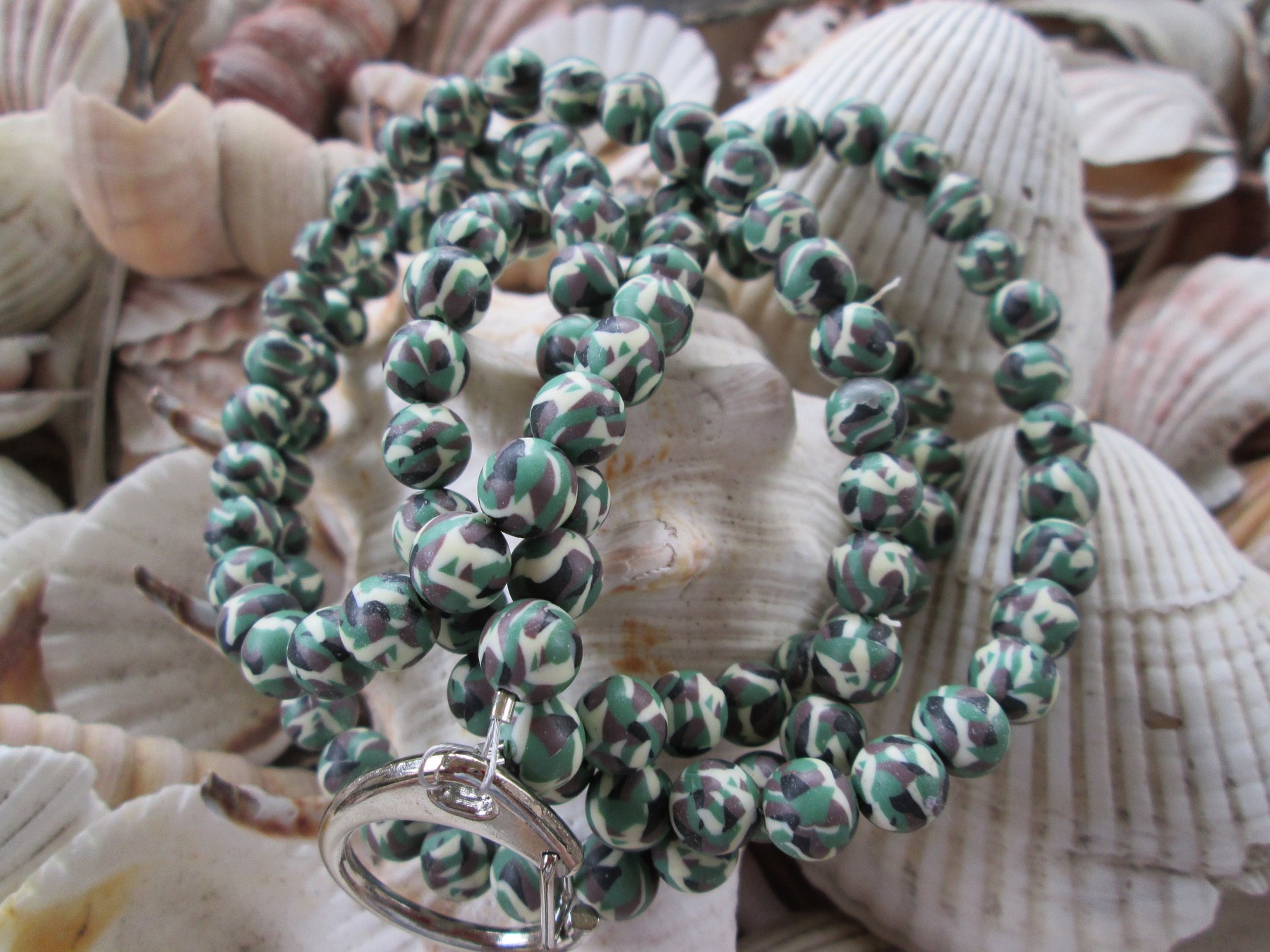 Lanyard, camo polymer clay, 702, detail 2