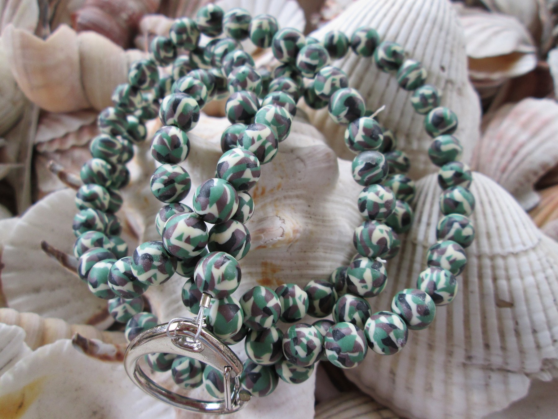 Lanyard, camo polymer clay, 702, detail 3