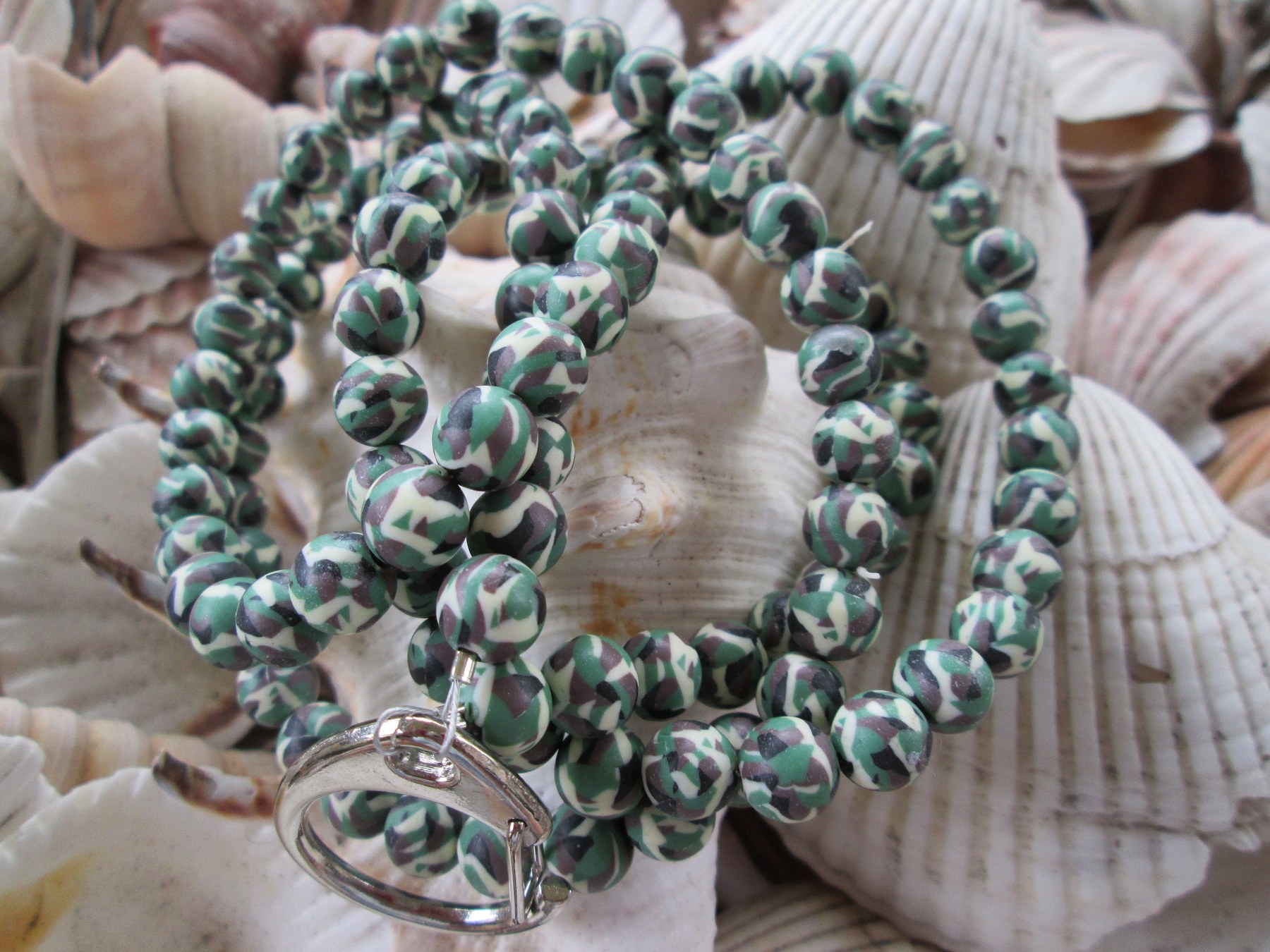Lanyard, camo polymer clay, 702, detail 5