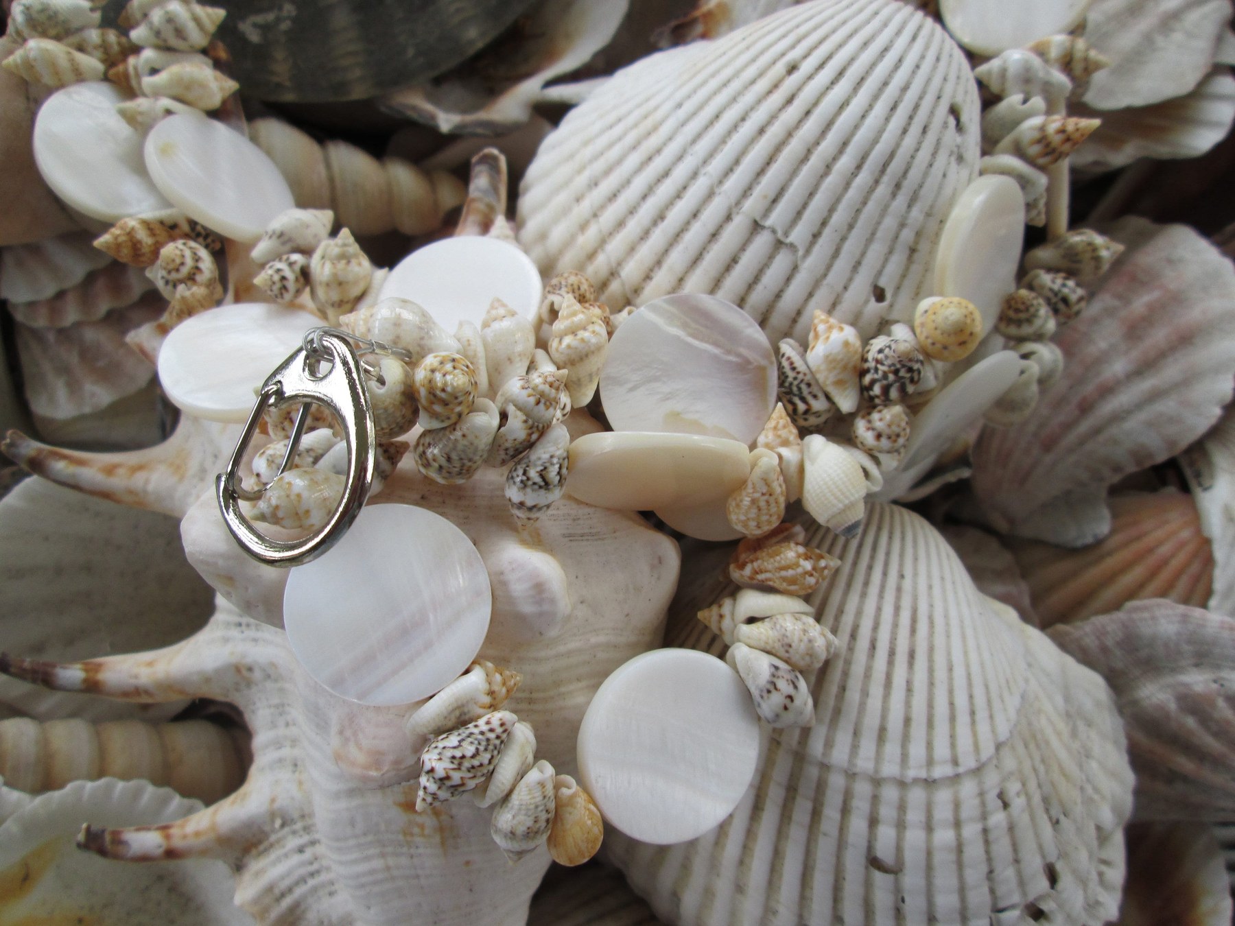 Lanyard, Natural shell beaded lanyard, 716, detail 4