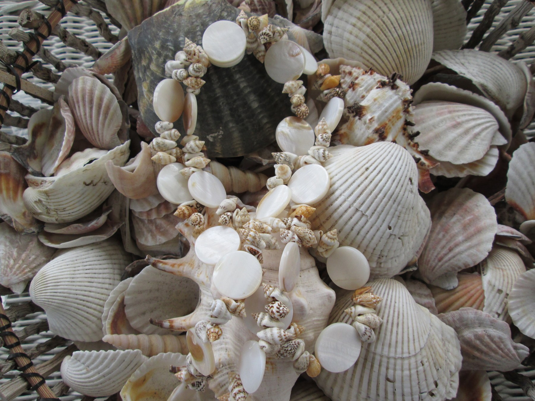 Lanyard, Natural shell beaded lanyard, 716, detail 5