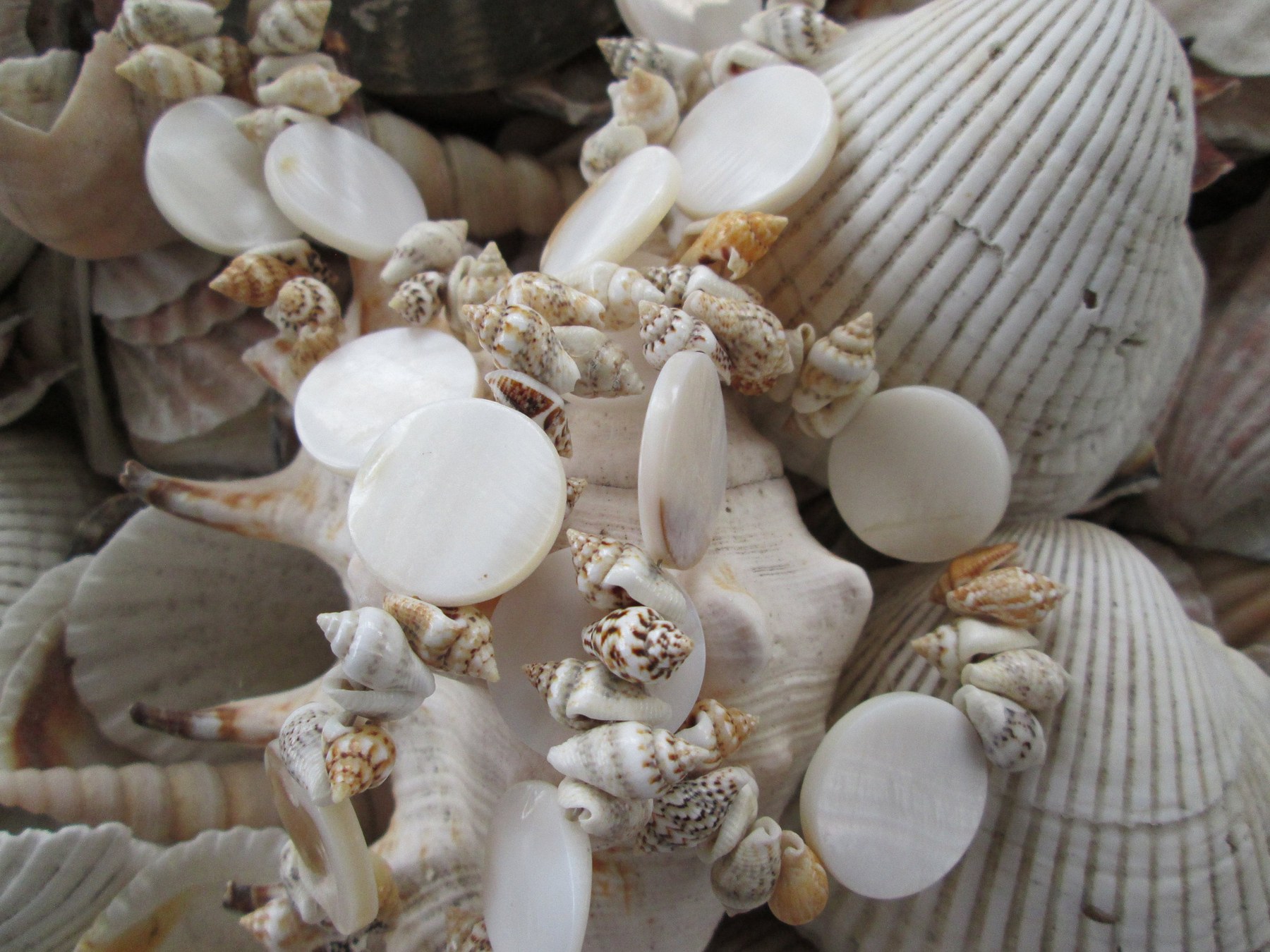 Lanyard, Natural shell beaded lanyard, 716, detail 6