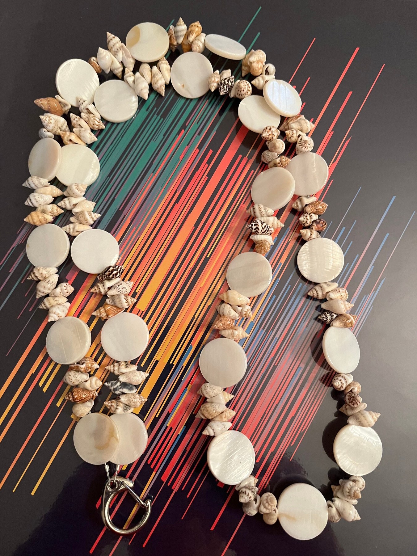 Lanyard, Natural shell beaded lanyard, 716, detail 7