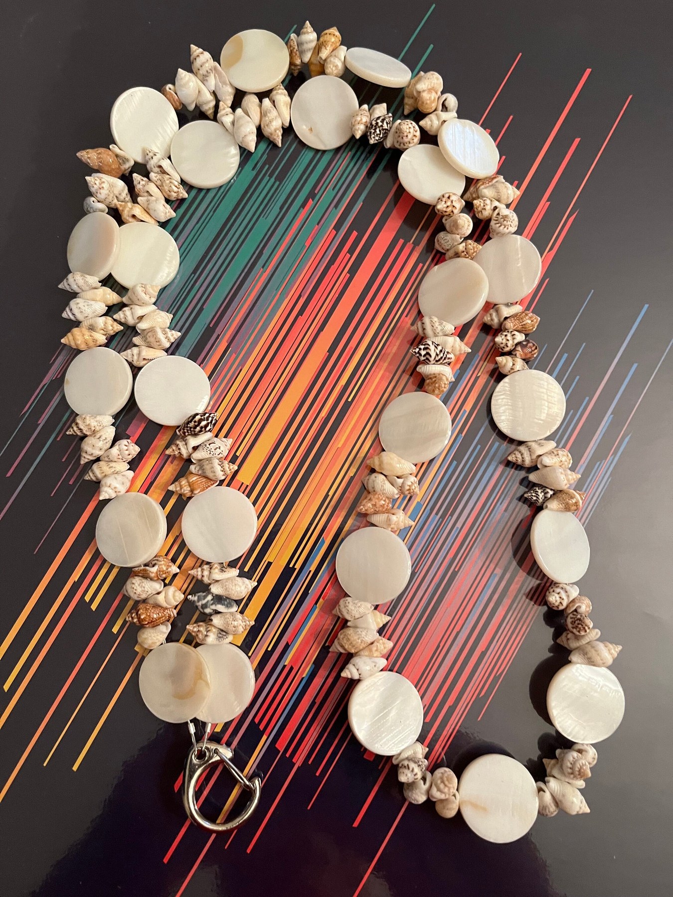 Lanyard, Natural shell beaded lanyard, 716, detail 8