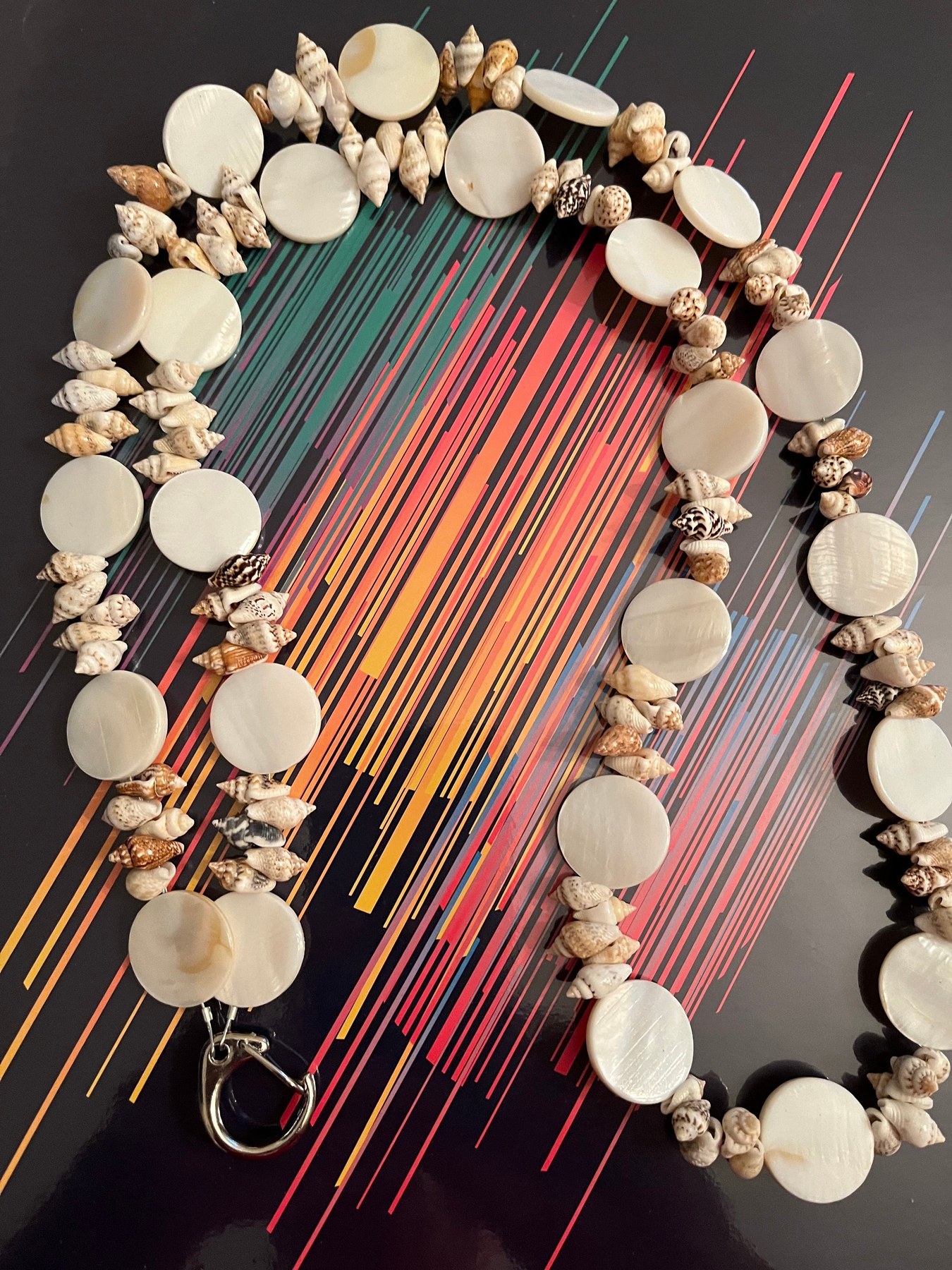 Lanyard, Natural shell beaded lanyard, 716, detail 9