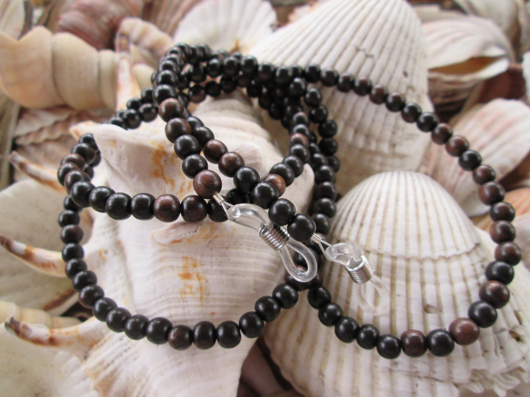 Tiger Ebony Wood Eyeglass Chain: Beaded Glasses Holder