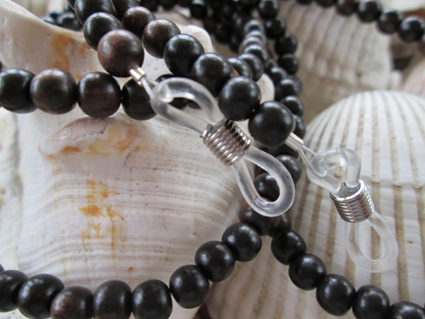 Tiger Ebony Wood Eyeglass Chain: Beaded Glasses Holder, detail 3