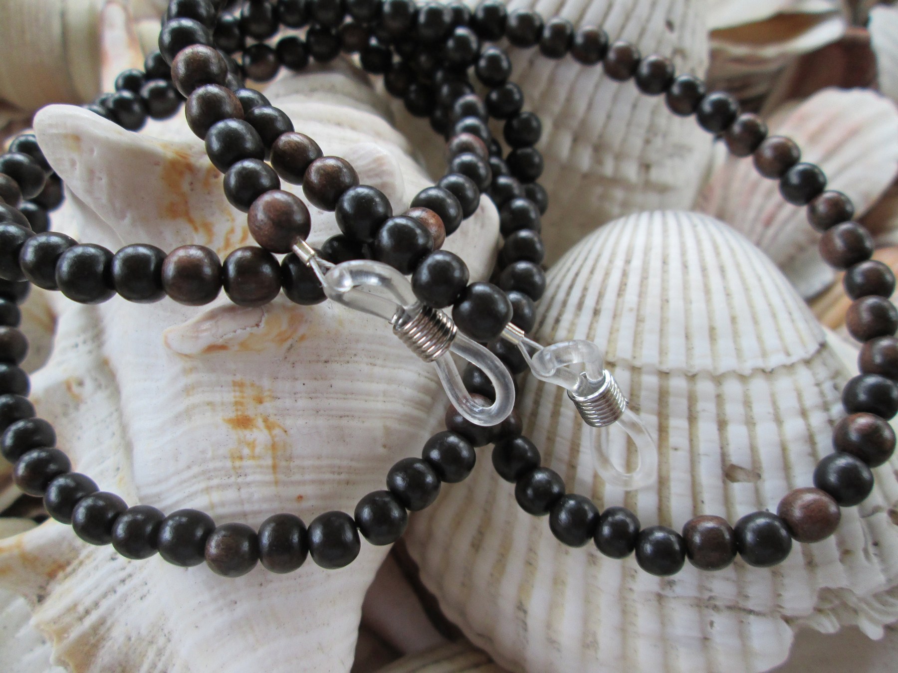 Tiger Ebony Wood Eyeglass Chain: Beaded Glasses Holder, detail 4