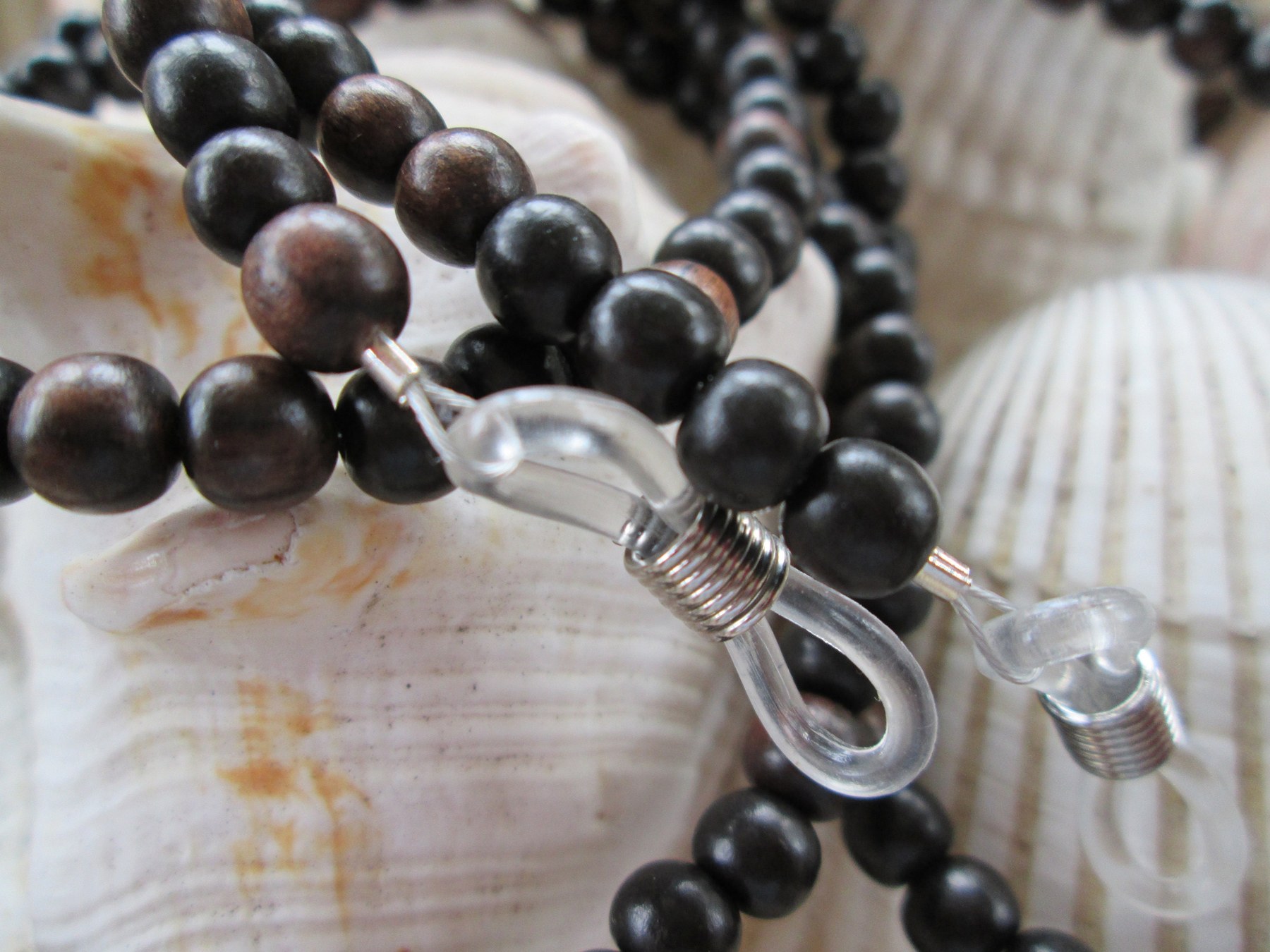 Tiger Ebony Wood Eyeglass Chain: Beaded Glasses Holder, detail 5