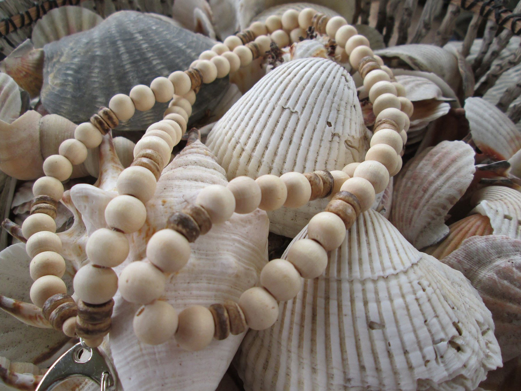 Natural wood 10mm beaded lanyard, 709, detail 5