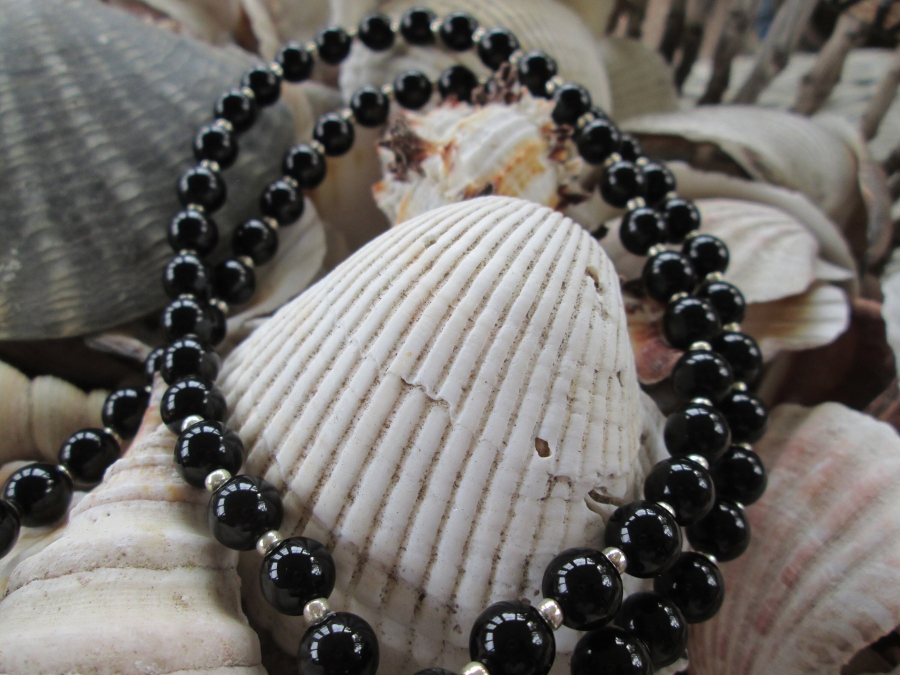 Black Obsidian Beaded Lanyard, Natural Gemstone ID Badge Holder Necklace, Eyeglass Chain, Teacher Nurse Gift, Handmade, detail 4