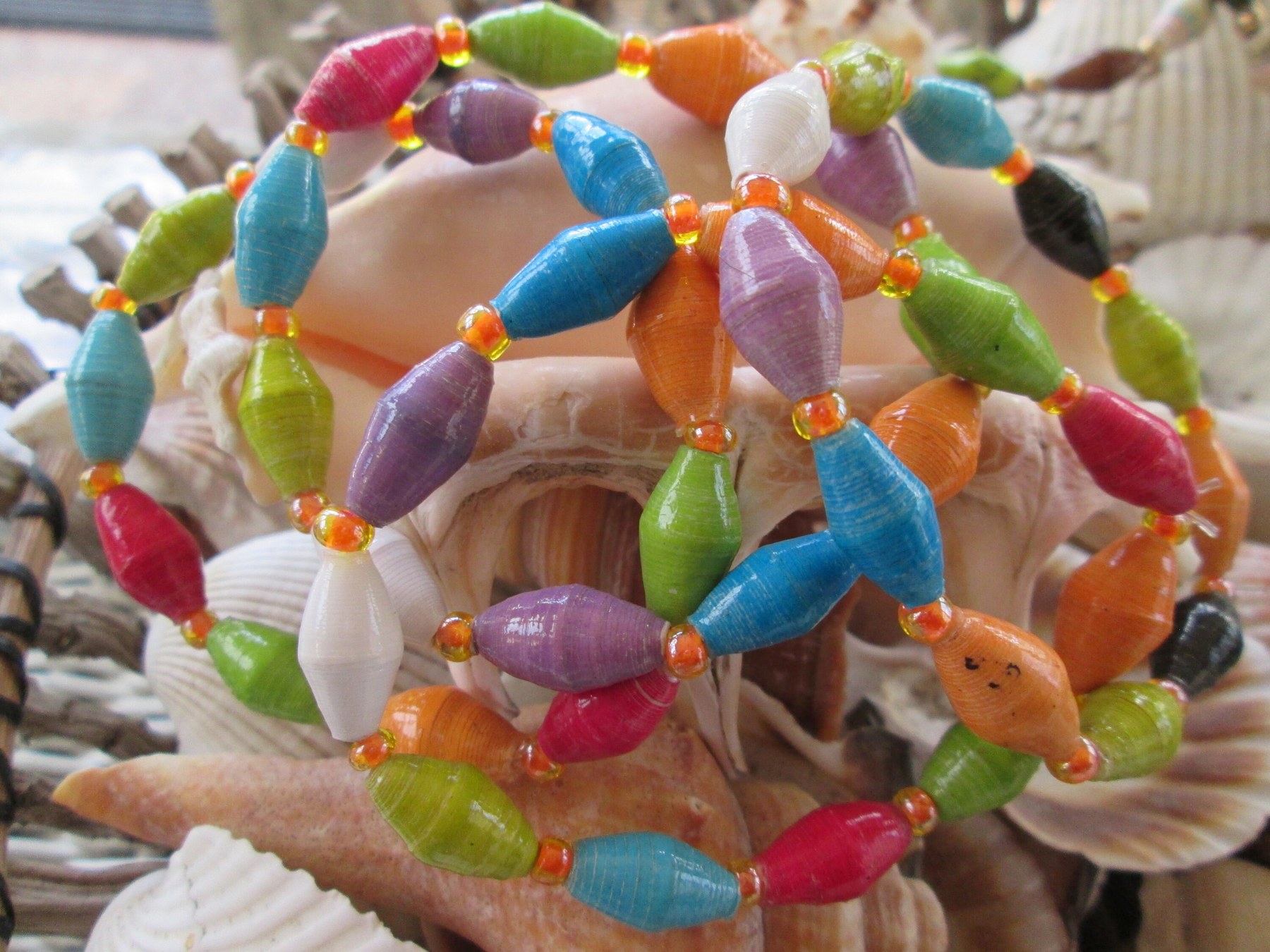 Bracelet trio, Outreach Uganda Birds of Paradise paper beaded bracelets, 177, detail 2