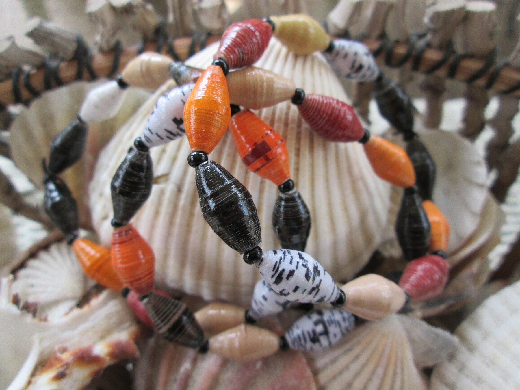 Bracelet trio, Outreach Uganda Safari Mix paper beaded bracelets, 192