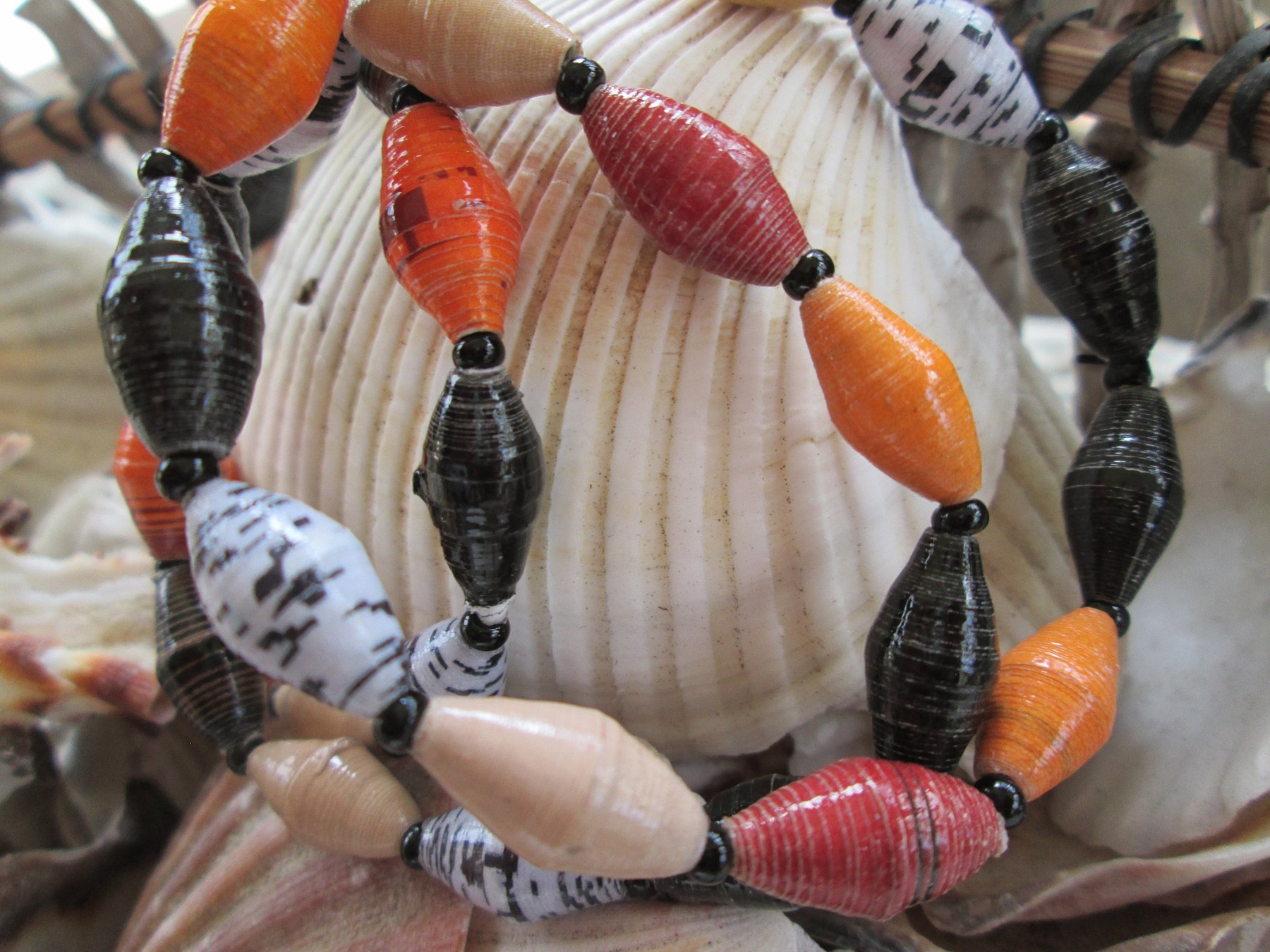 Bracelet trio, Outreach Uganda Safari Mix paper beaded bracelets, 192, detail 3