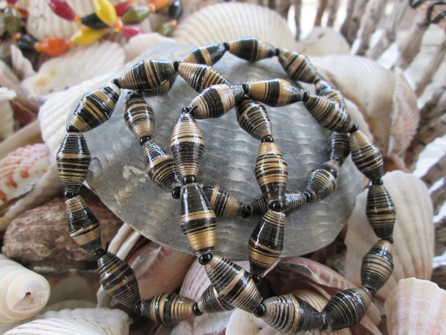 Bracelet trio, Outreach Uganda Black and Gold Beaded bracelets, 179