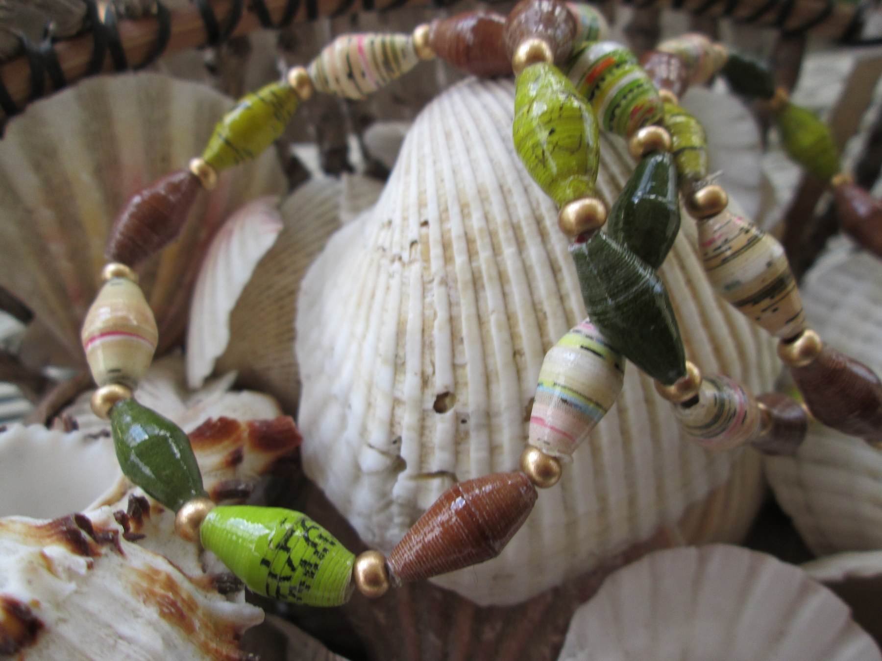 Bracelet trio, Outreach Uganda Savannah Grasses paper beaded bracelets, 193, detail 2