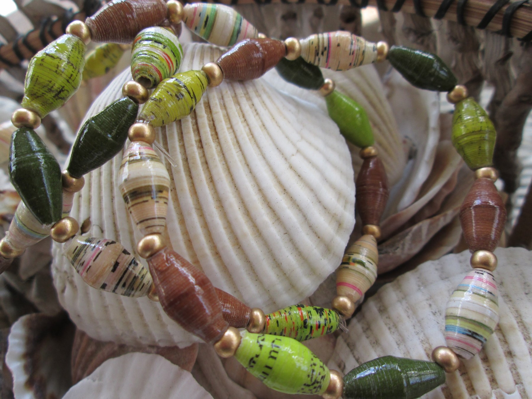 Bracelet trio, Outreach Uganda Savannah Grasses paper beaded bracelets, 193, detail 3