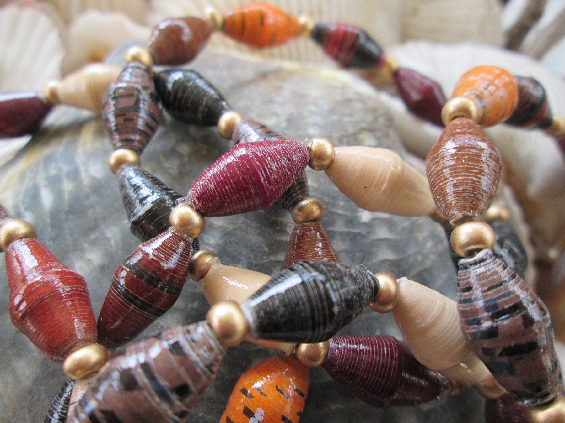 Bracelet trio , Outreach Uganda Coffee Shop Mix paper beaded bracelets, 183, detail 3