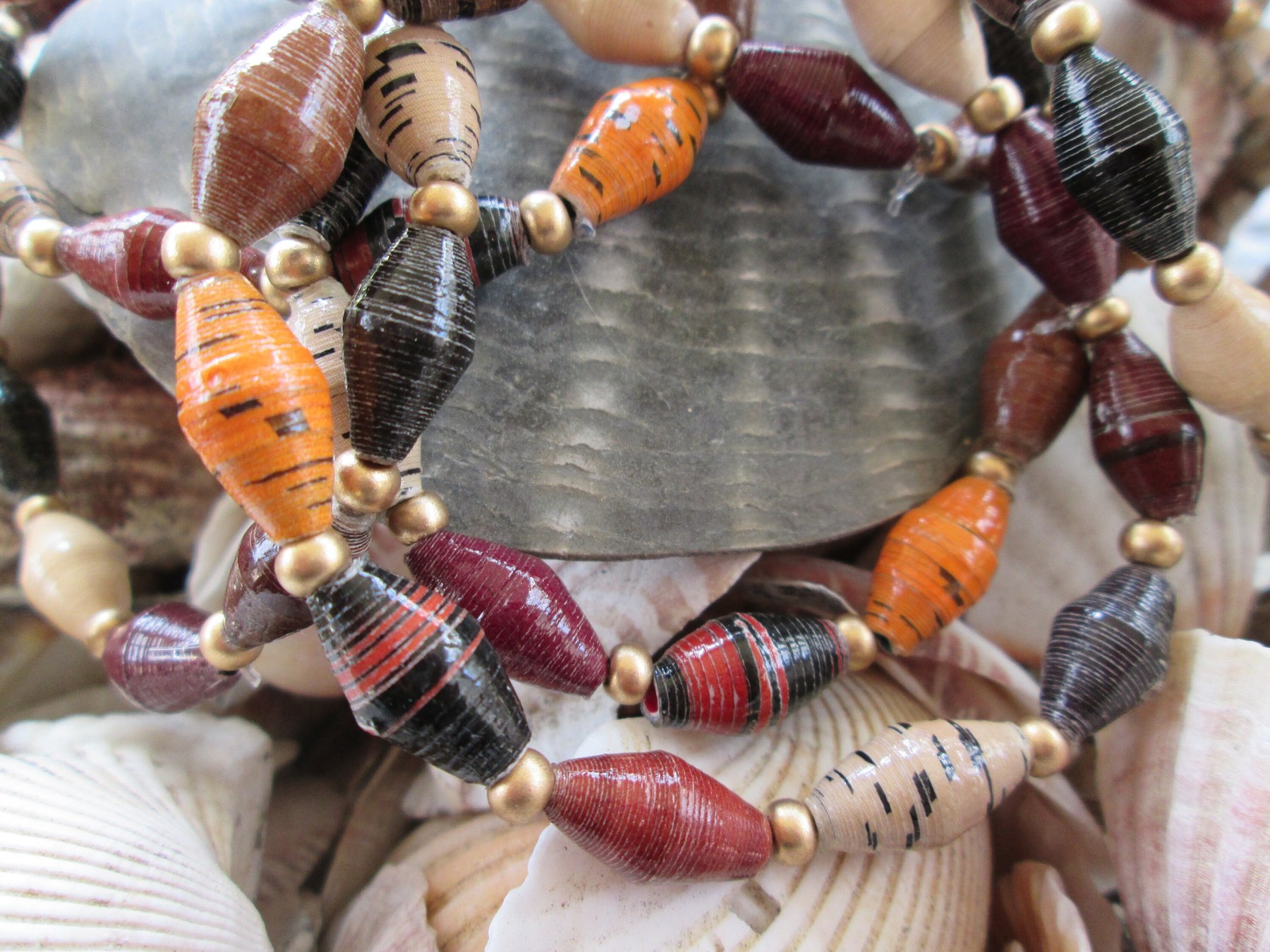 Bracelet trio , Outreach Uganda Coffee Shop Mix paper beaded bracelets, 183, detail 4