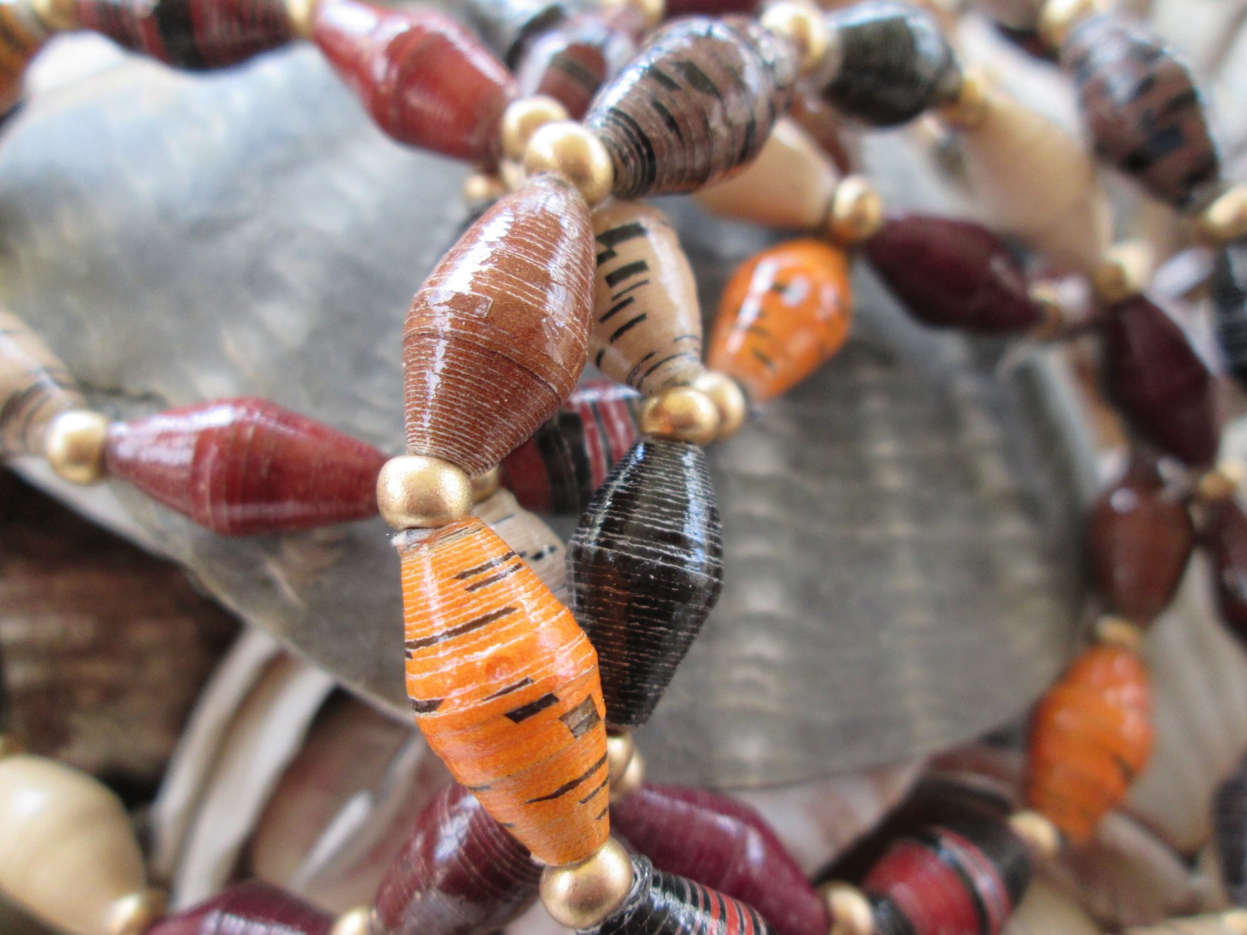 Bracelet trio , Outreach Uganda Coffee Shop Mix paper beaded bracelets, 183, detail 5