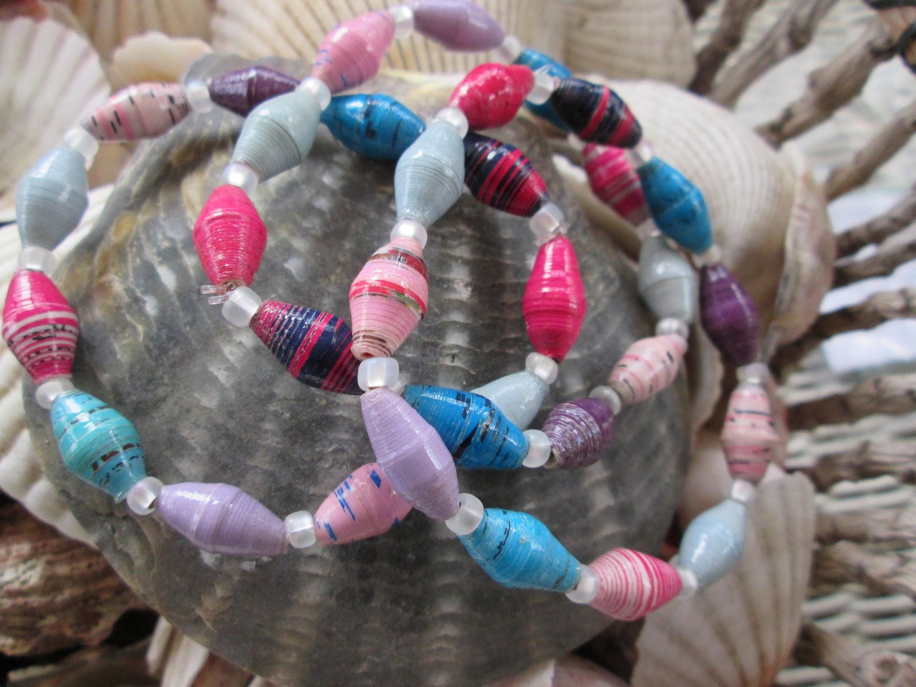 Bracelet trio, Outreach Uganda Evening Sky beaded bracelets. 166