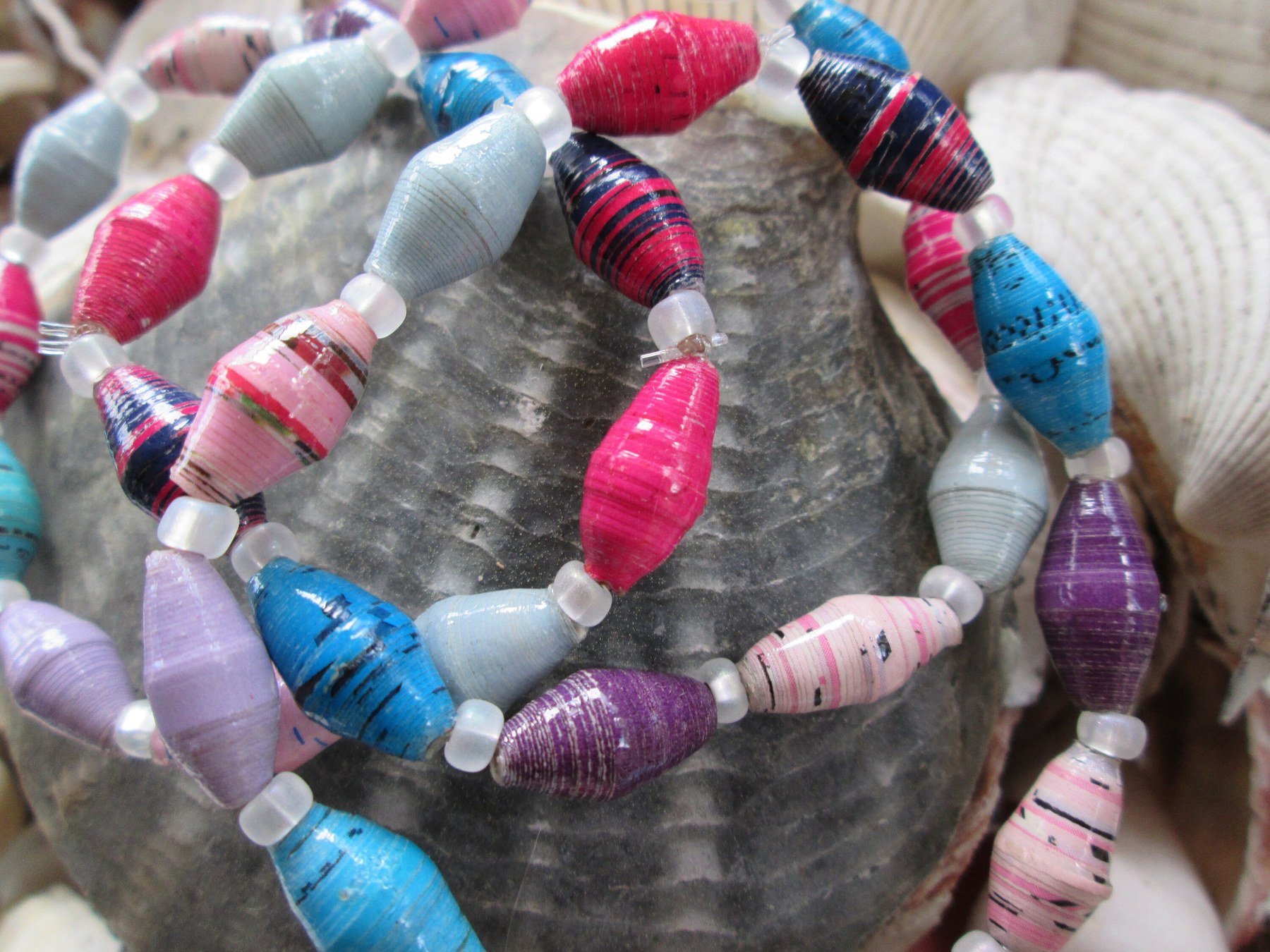 Bracelet trio, Outreach Uganda Evening Sky beaded bracelets. 166, detail 3