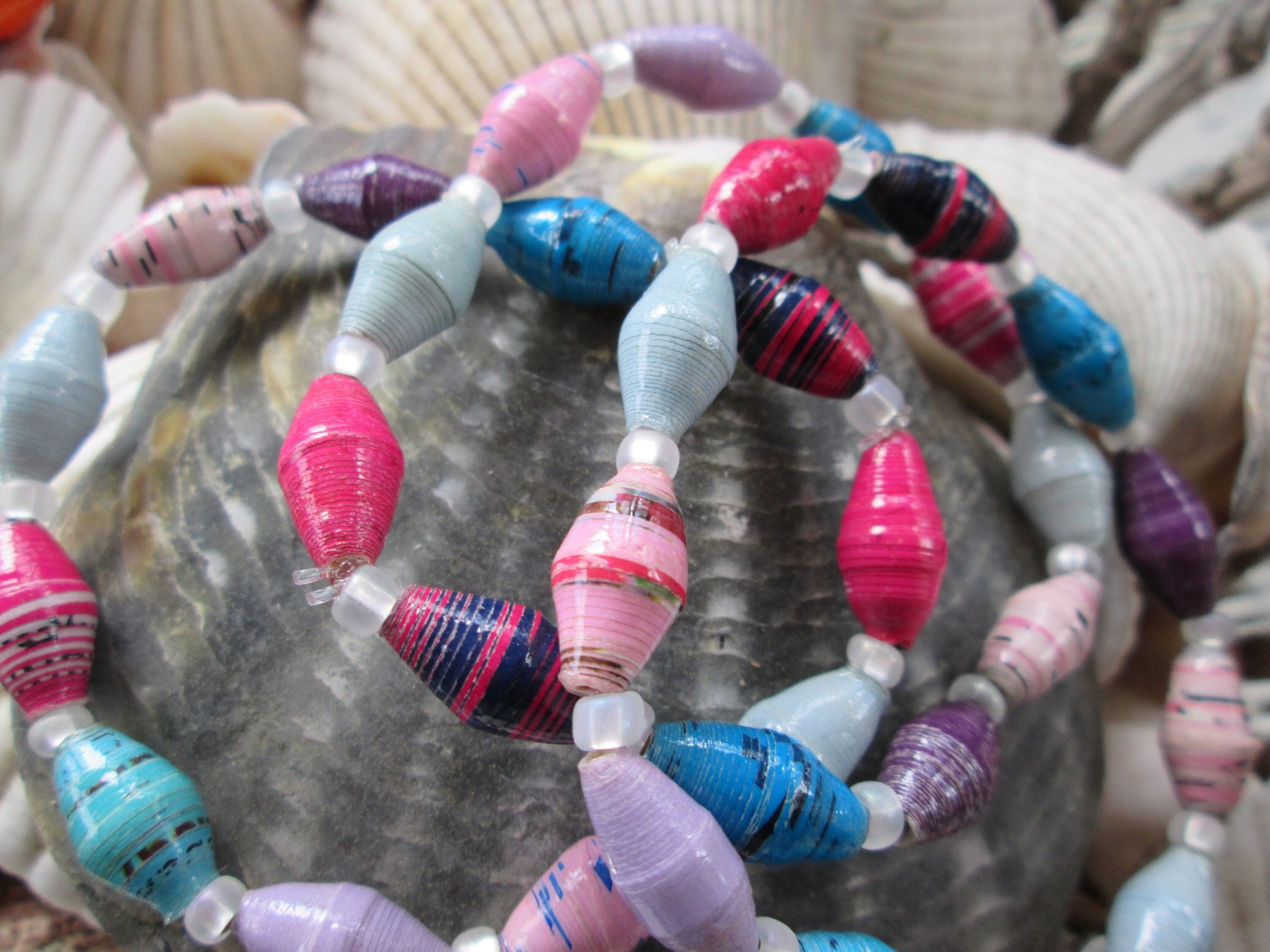 Bracelet trio, Outreach Uganda Evening Sky beaded bracelets. 166, detail 4
