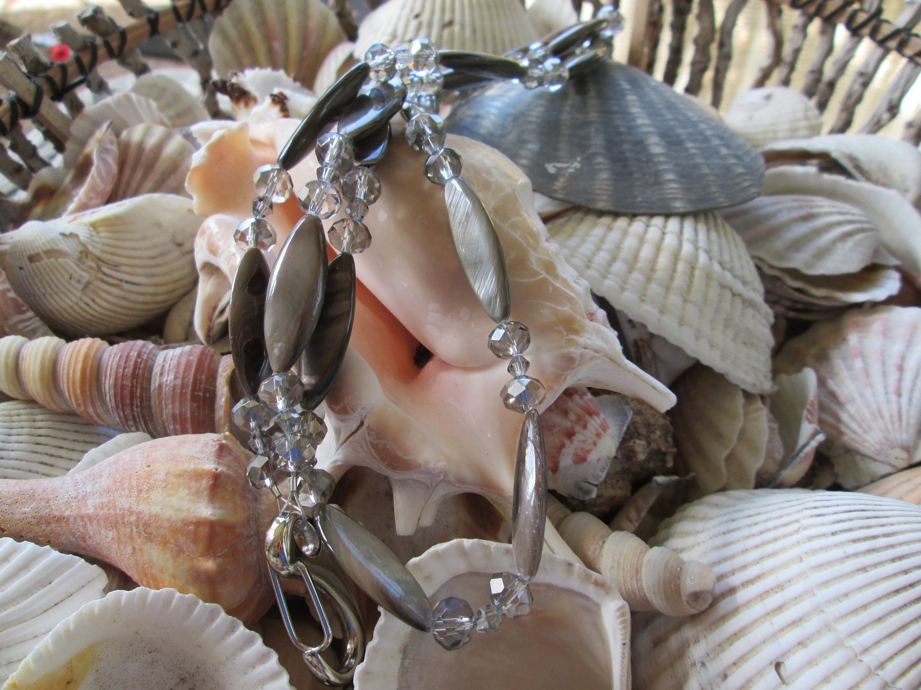 Lanyard, Sea Treasure shell bead lanyard, 739, detail 6