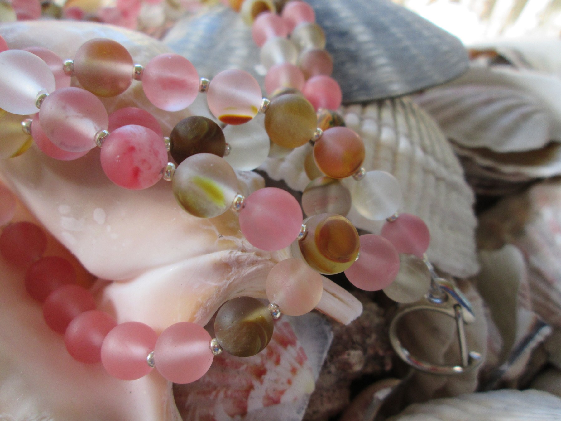 Cherry Quartz Beaded Lanyard, Pink Gemstone ID Badge Holder Necklace, Eyeglass Chain, Teacher Nurse Gift, Handmade, detail 3