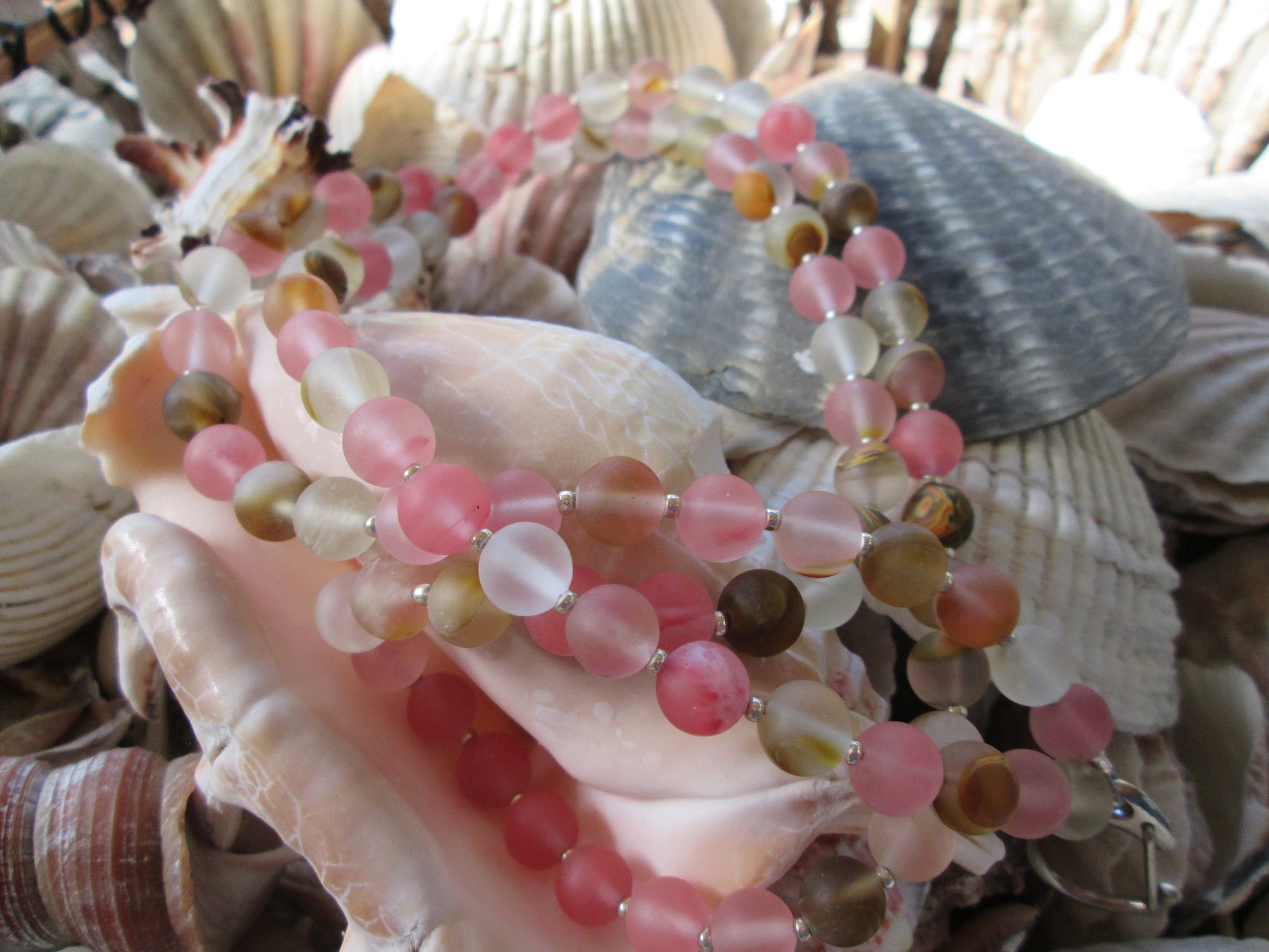 Cherry Quartz Beaded Lanyard, Pink Gemstone ID Badge Holder Necklace, Eyeglass Chain, Teacher Nurse Gift, Handmade, detail 4