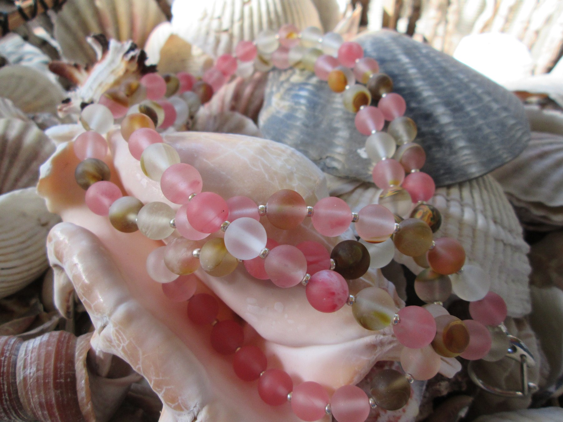 Cherry Quartz Beaded Lanyard, Pink Gemstone ID Badge Holder Necklace, Eyeglass Chain, Teacher Nurse Gift, Handmade, detail 5