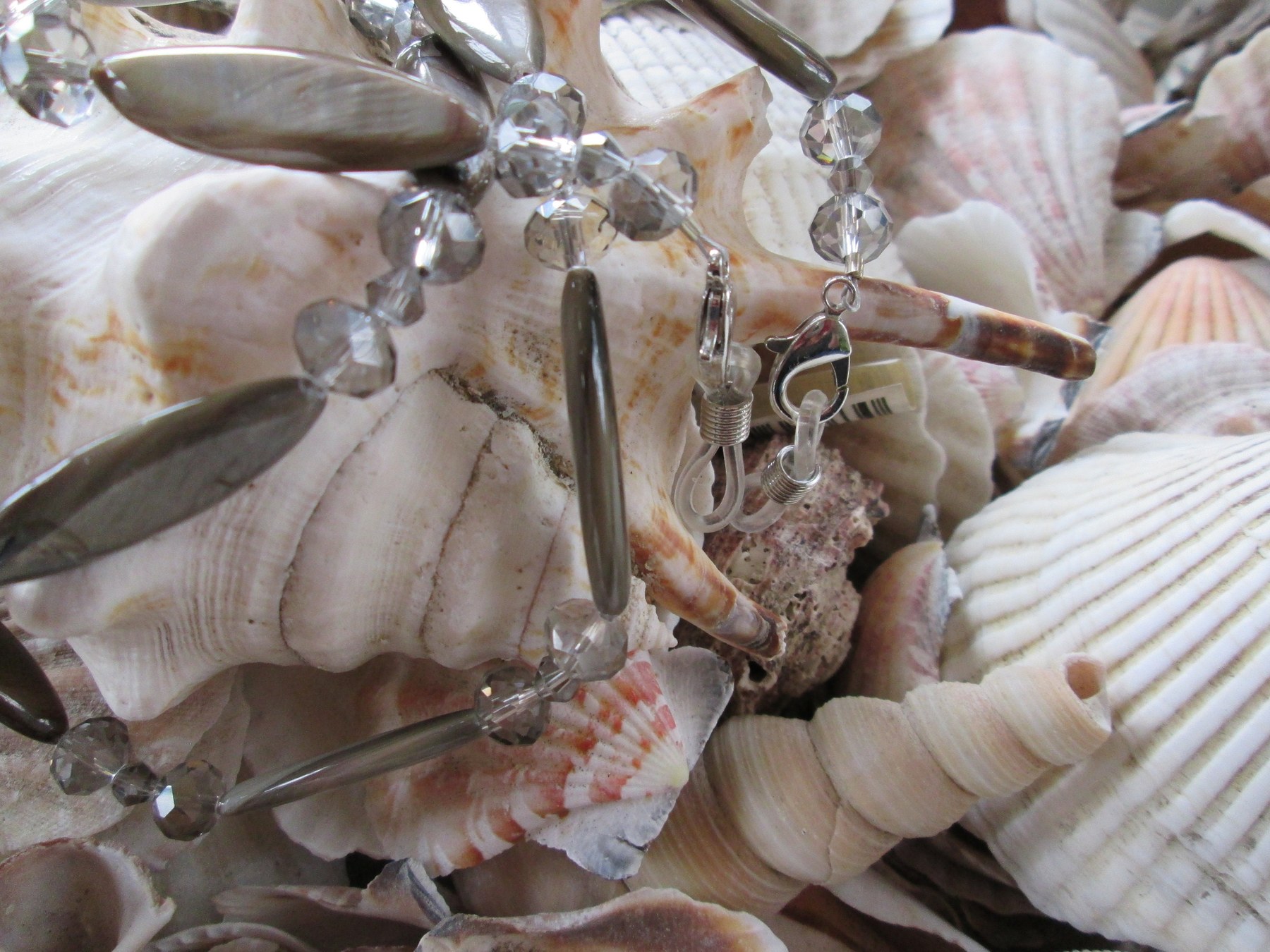 Handmade Natural Shell Glasses Chain: Beaded Eyeglass Holder, 1008, detail 2
