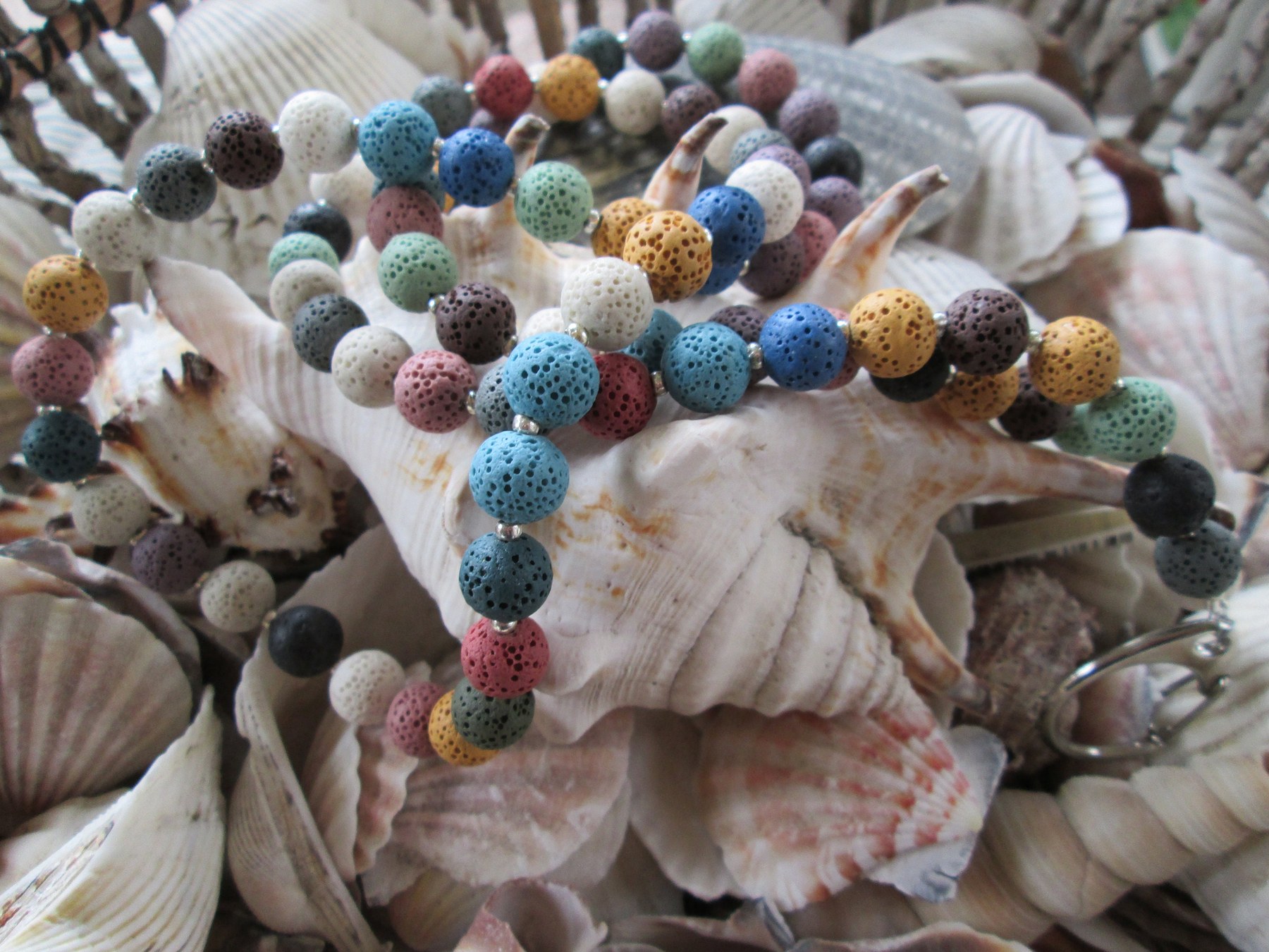 Lava Stone Beaded Lanyard, Natural Gemstone ID Badge Holder Necklace, Eyeglass Chain, Teacher Nurse Gift, Handmade