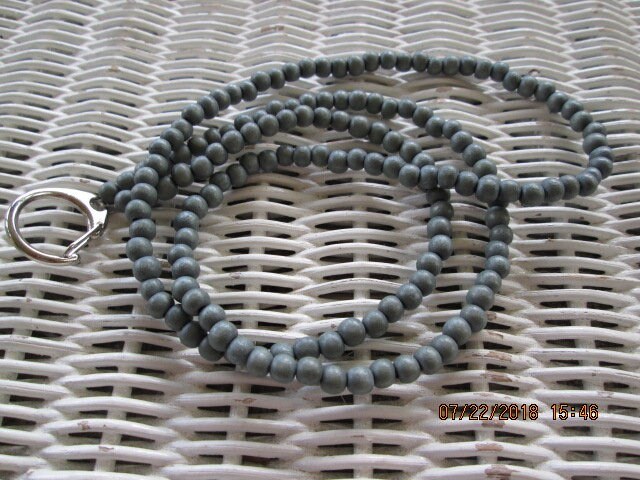 Lanyard, Dove Grey 8mm Wood Handmade Beaded Lanyard, 1705