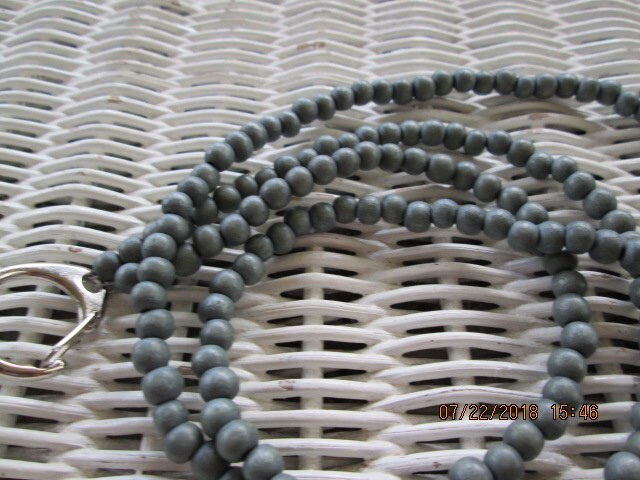 Lanyard, Dove Grey 8mm Wood Handmade Beaded Lanyard, 1705, detail 3