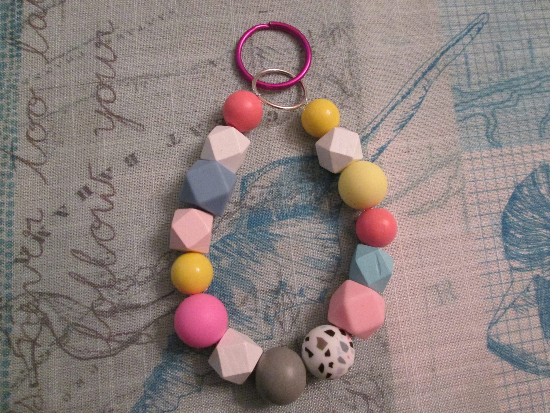 Confetti Bead ID Badge Bracelet Lanyard, 1987