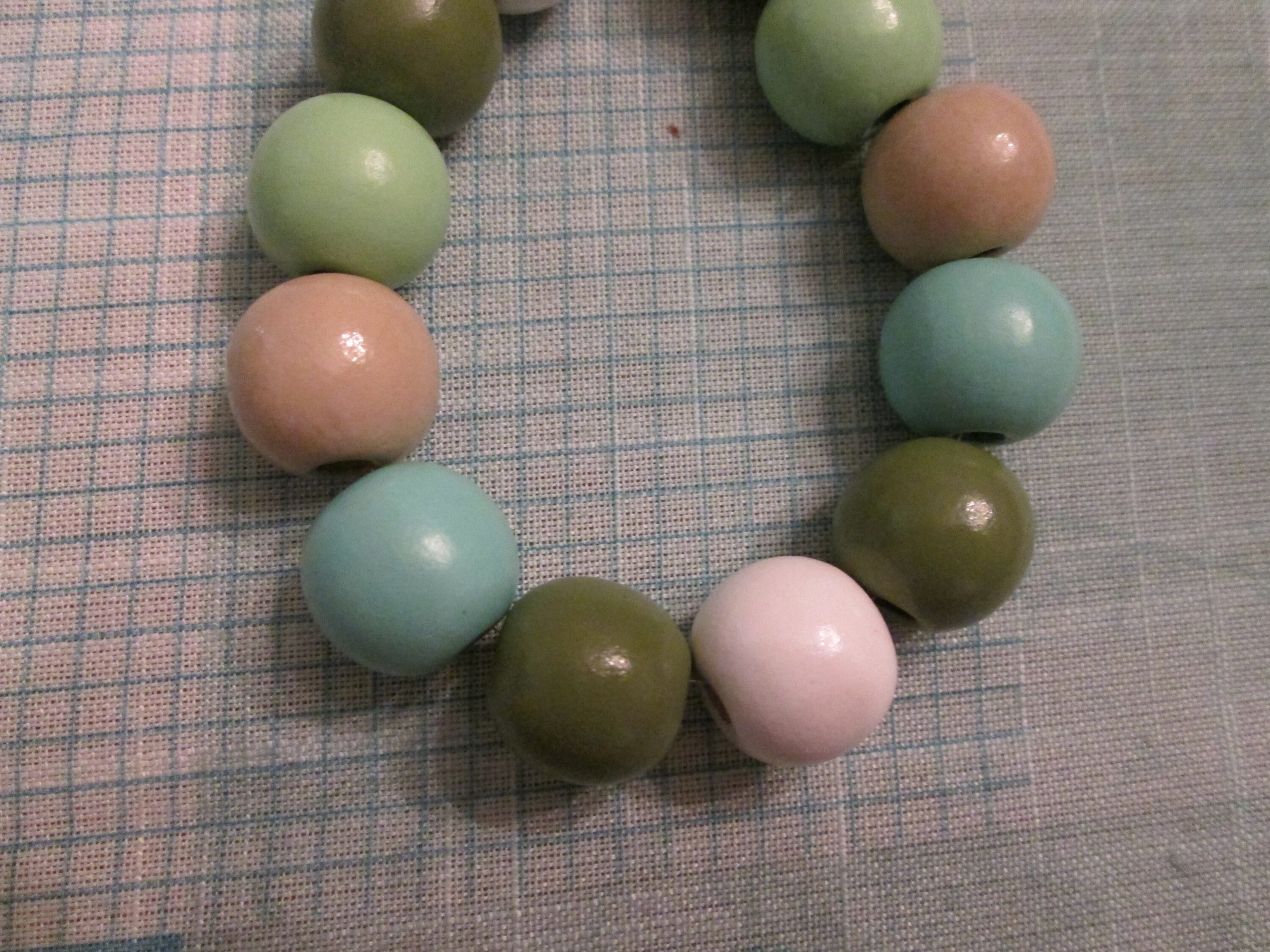 Green Wood Bead Bracelet Lanyard: ID Badge Wristlet, 1988, detail 3