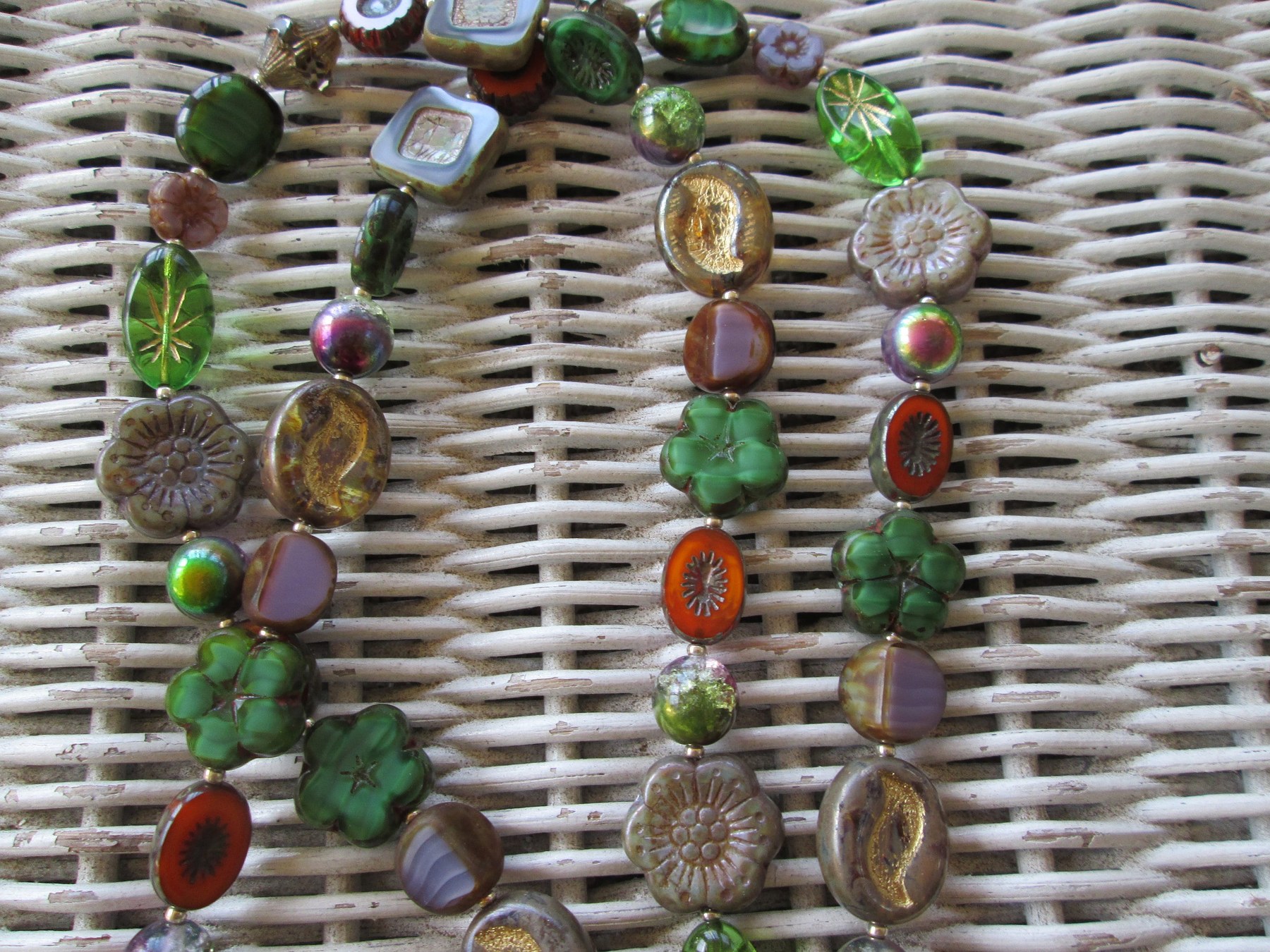 Czech Glass Beaded Lanyard, Green Mix Variety, ID Badge Holder Necklace, Eyeglass Chain, Teacher Nurse Gift