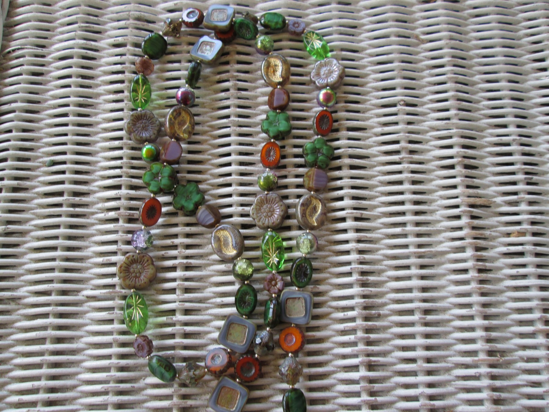 Czech Glass Beaded Lanyard, Green Mix Variety, ID Badge Holder Necklace, Eyeglass Chain, Teacher Nurse Gift, detail 3