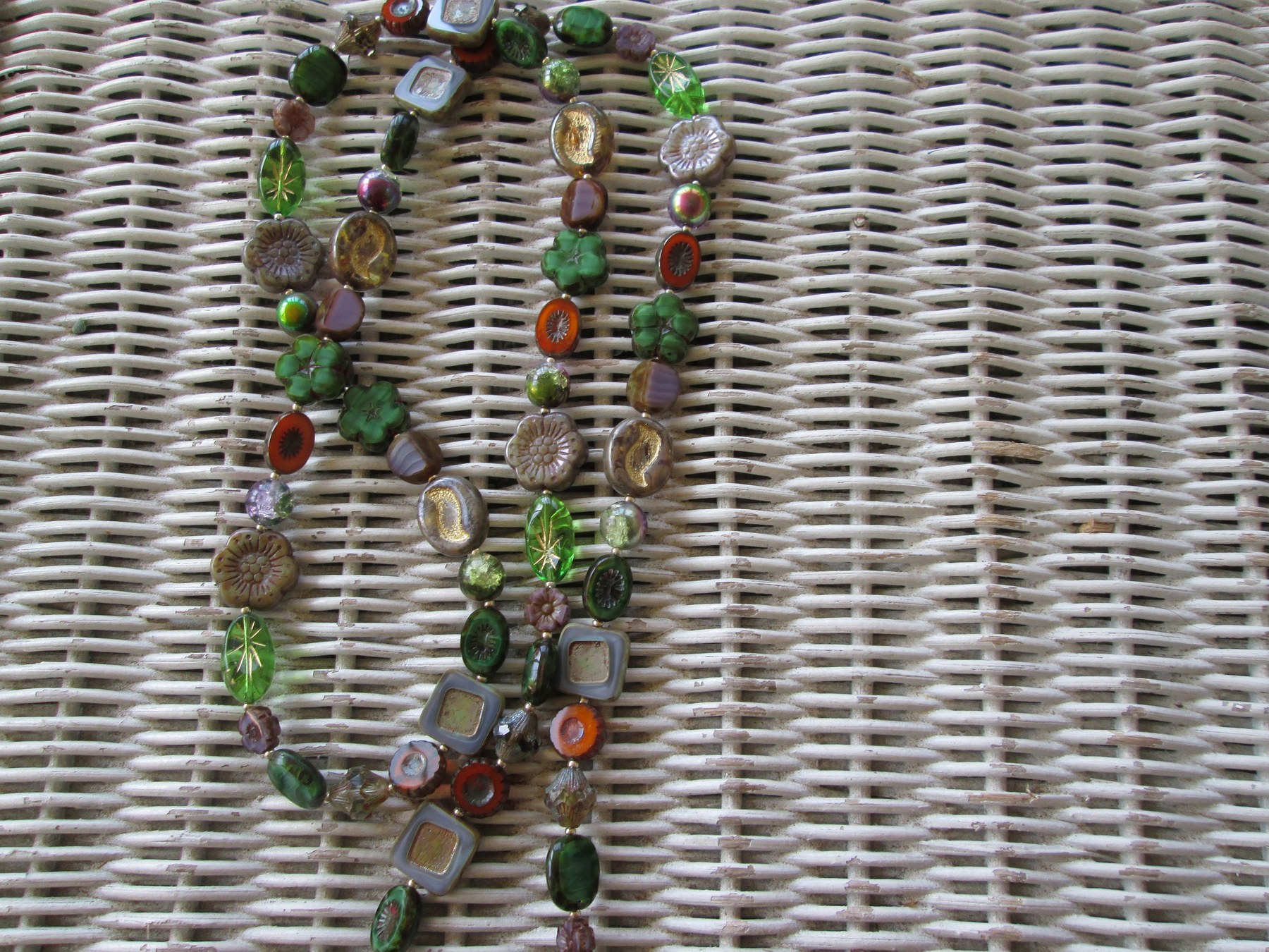 Czech Glass Beaded Lanyard, Green Mix Variety, ID Badge Holder Necklace, Eyeglass Chain, Teacher Nurse Gift, detail 4