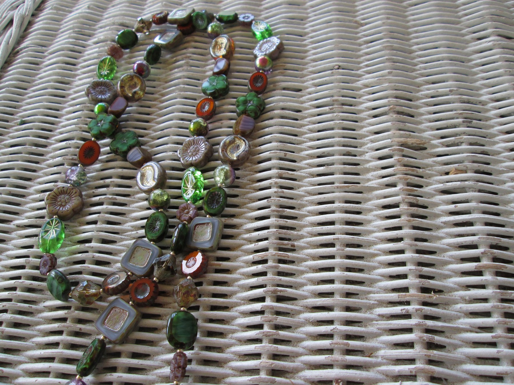 Czech Glass Beaded Lanyard, Green Mix Variety, ID Badge Holder Necklace, Eyeglass Chain, Teacher Nurse Gift, detail 5