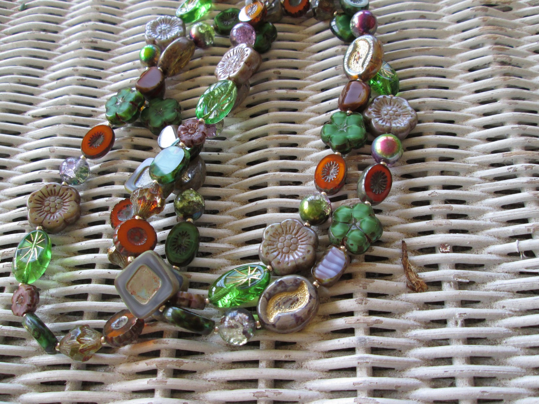 Czech Glass Beaded Lanyard, Green Mix Variety, ID Badge Holder Necklace, Eyeglass Chain, Teacher Nurse Gift, detail 6
