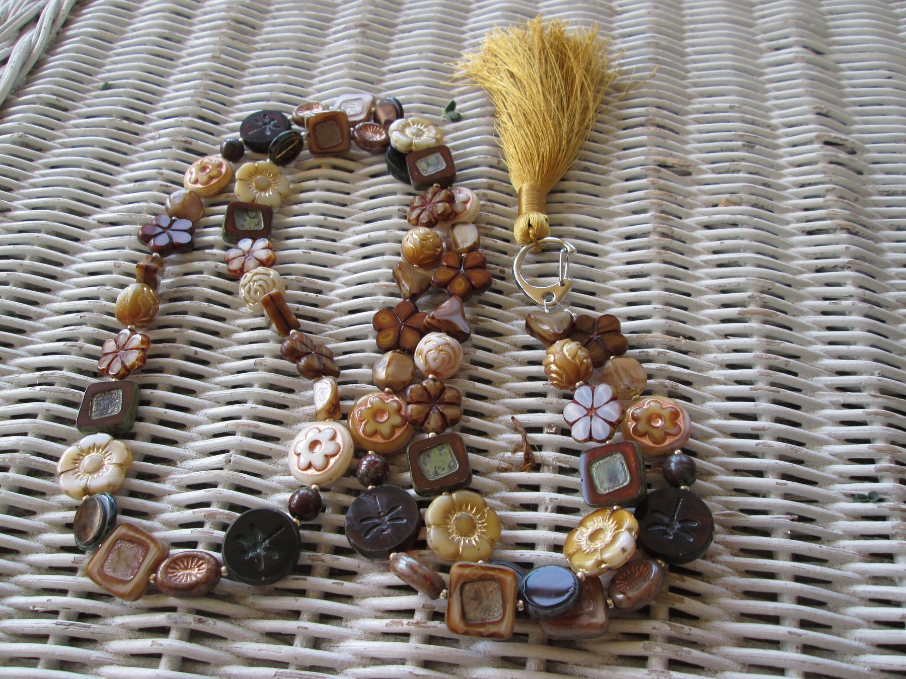 Czech Glass Beaded Lanyard, Floral Flower Shape, ID Badge Holder Necklace, Eyeglass Chain, Teacher Nurse Gift, detail 4